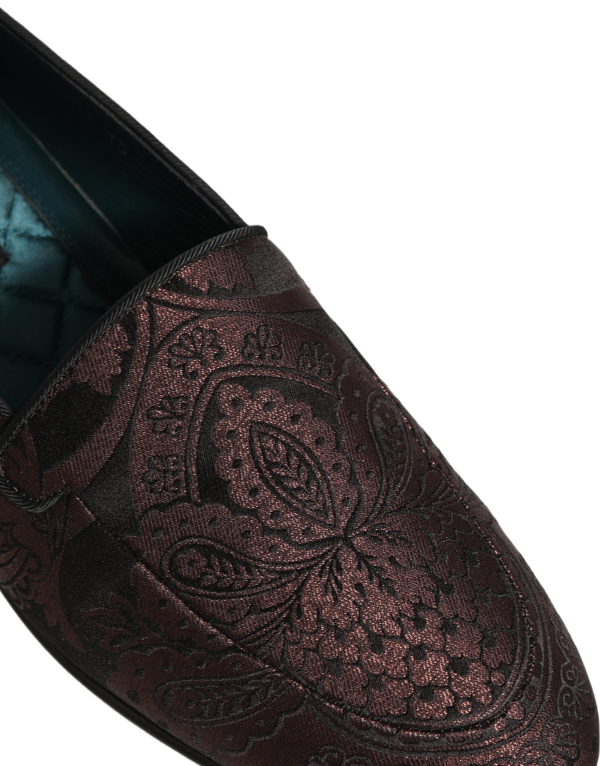 Dolce & Gabbana Maroon Jacquard Leather Slip On Loafers Shoes Curated Luxury Accessories by Orvyn