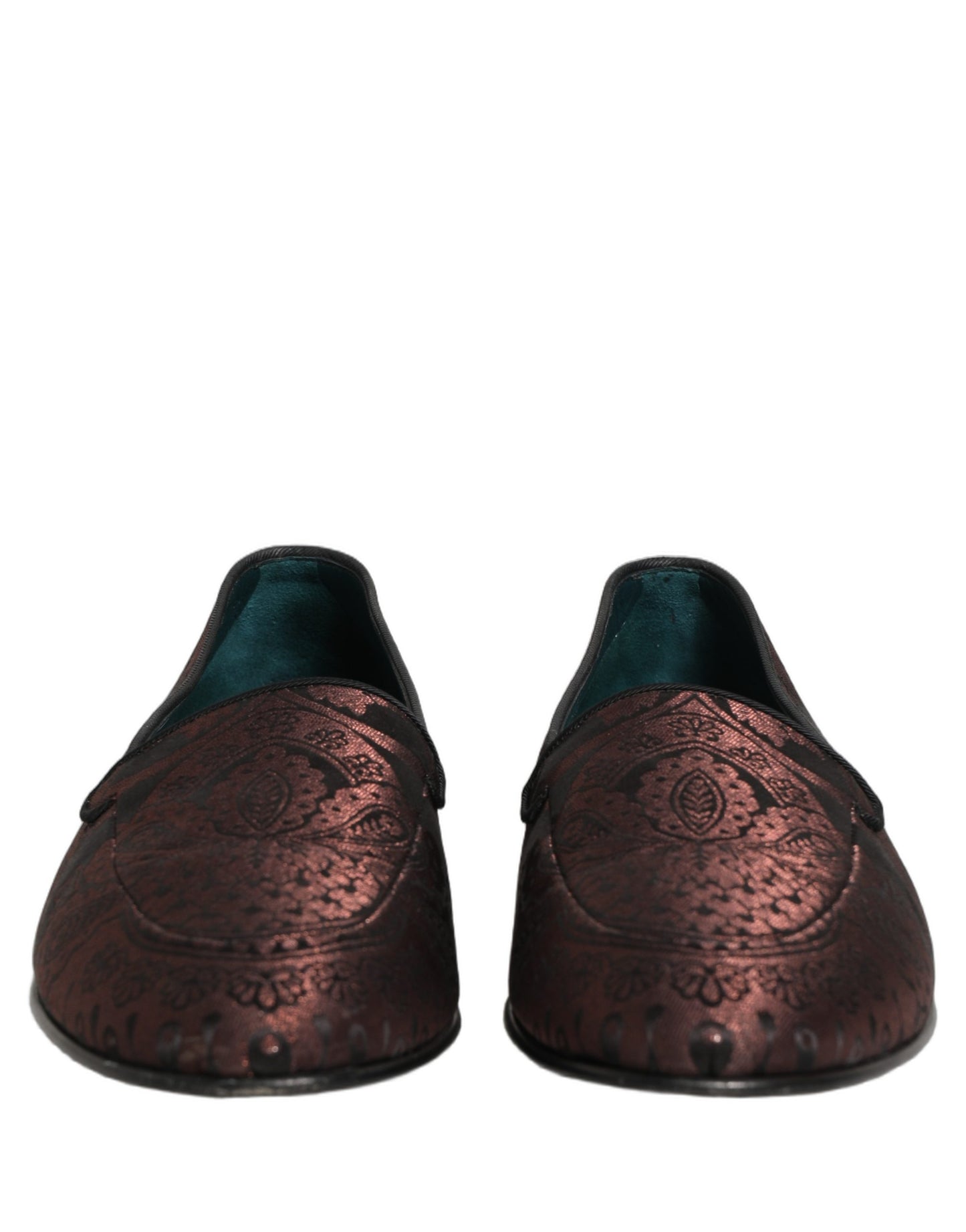 Dolce & Gabbana Maroon Jacquard Leather Slip On Loafers Shoes Curated Luxury Accessories by Orvyn