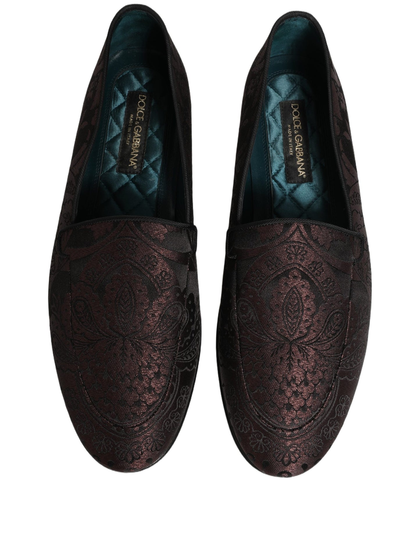 Dolce & Gabbana Maroon Jacquard Leather Slip On Loafers Shoes Curated Luxury Accessories by Orvyn