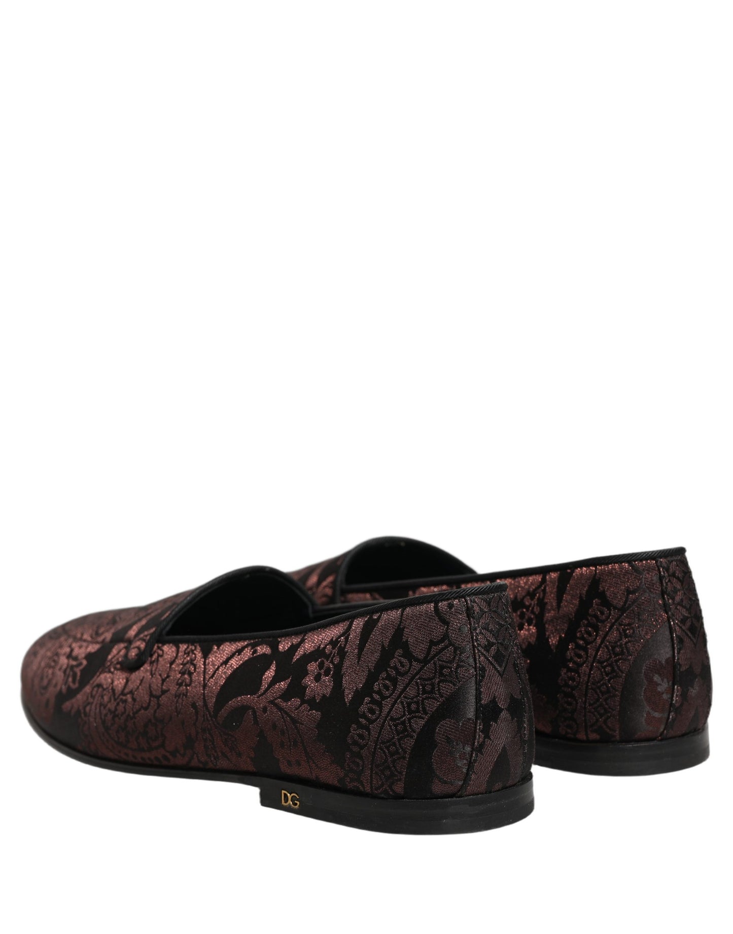 Dolce & Gabbana Maroon Jacquard Leather Slip On Loafers Shoes Curated Luxury Accessories by Orvyn