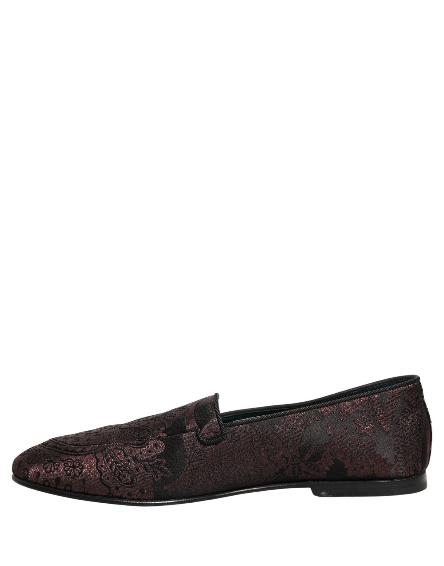 Dolce & Gabbana Maroon Jacquard Leather Slip On Loafers Shoes Curated Luxury Accessories by Orvyn