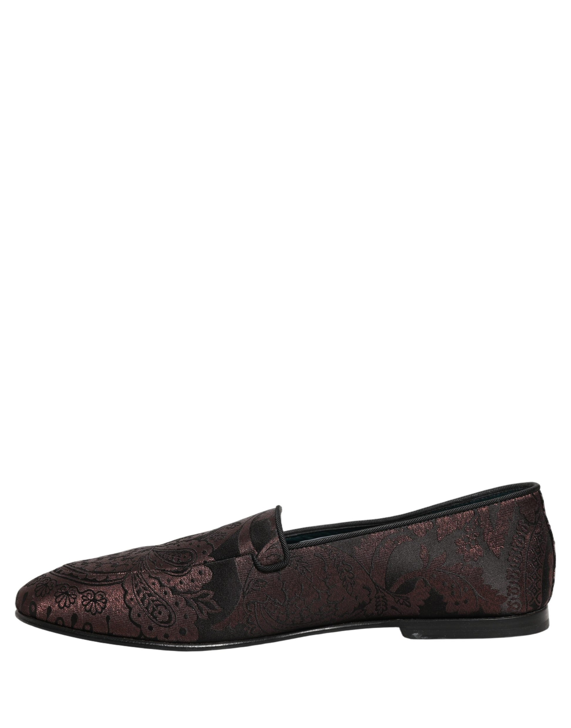 Dolce & Gabbana Maroon Jacquard Leather Slip On Loafers Shoes Curated Luxury Accessories by Orvyn
