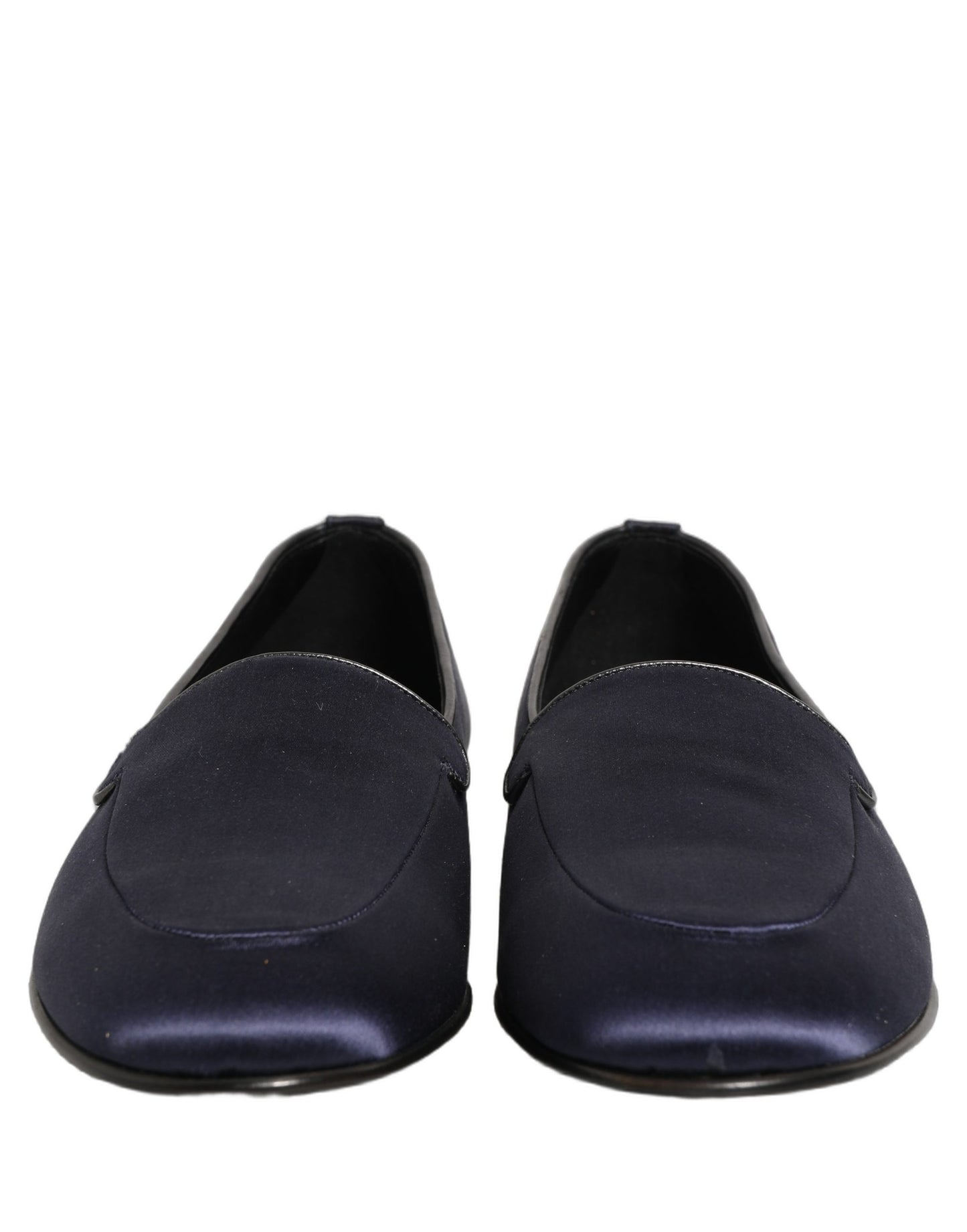 Dolce & Gabbana Navy Blue Satin DG Logo Dress Loafers Shoes Curated Luxury Accessories by Orvyn