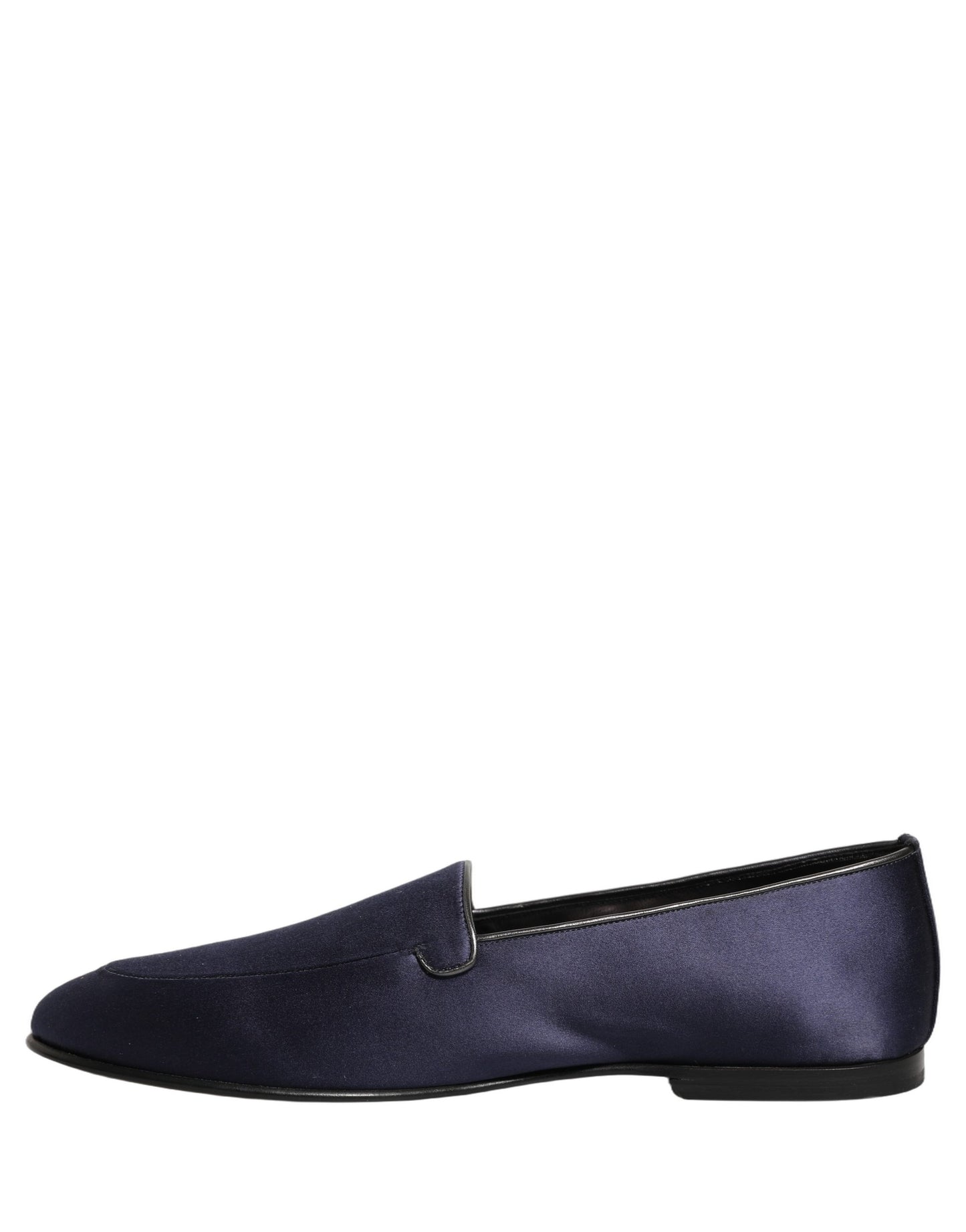 Dolce & Gabbana Navy Blue Satin DG Logo Dress Loafers Shoes Curated Luxury Accessories by Orvyn