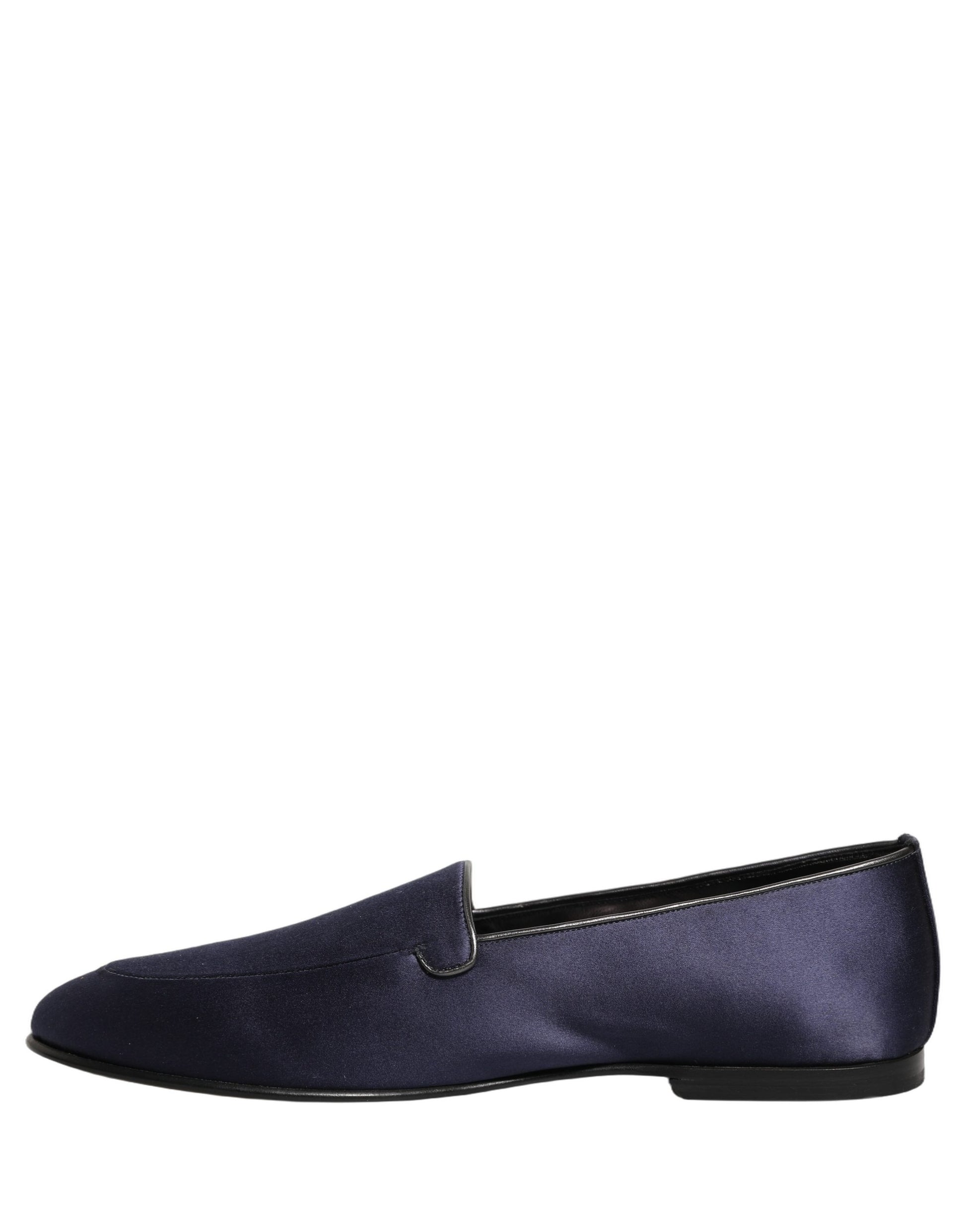 Dolce & Gabbana Navy Blue Satin DG Logo Dress Loafers Shoes Curated Luxury Accessories by Orvyn