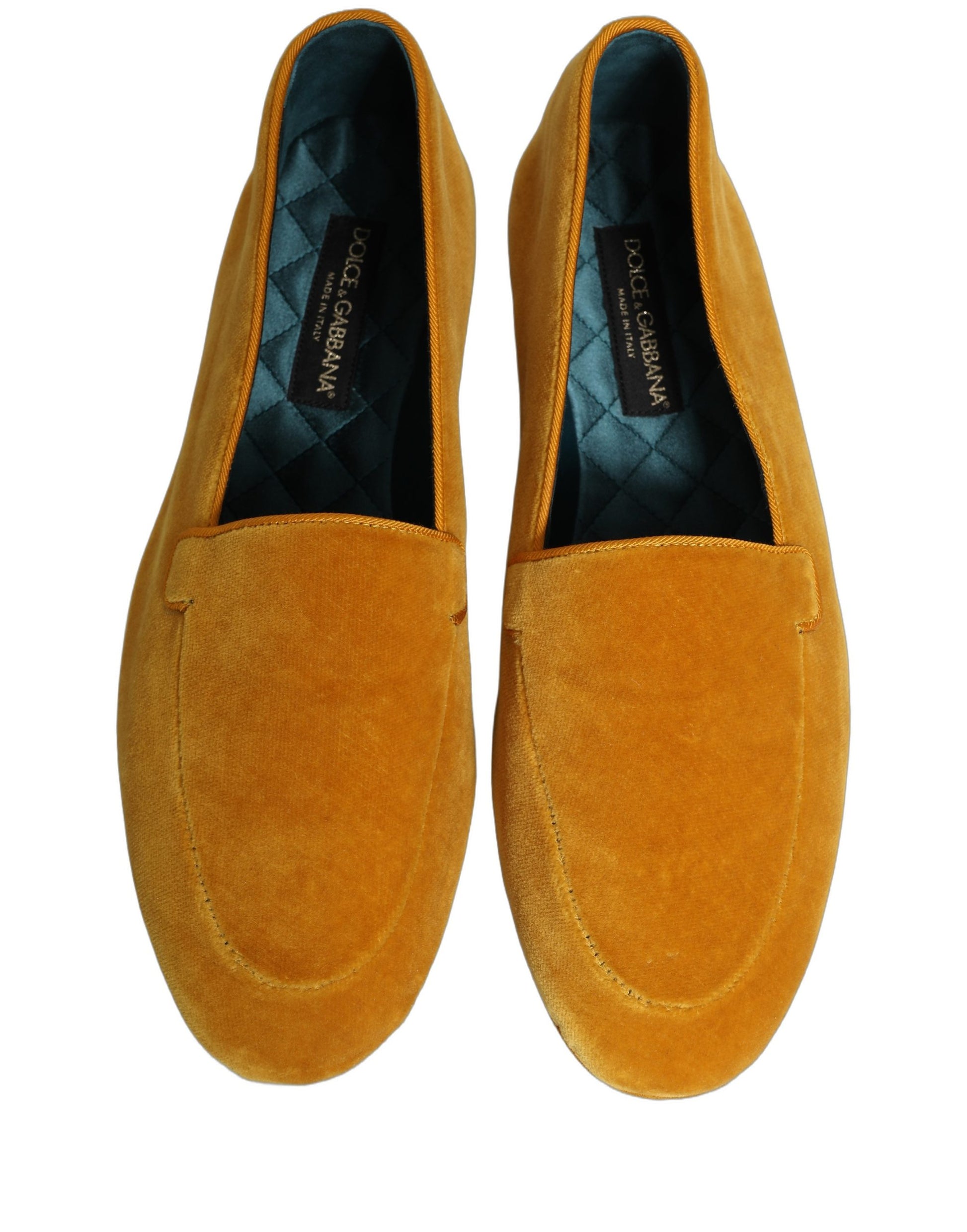 Dolce & Gabbana Yellow Velvet Slip On Men Dress Loafers Shoes Curated Luxury Accessories by Orvyn