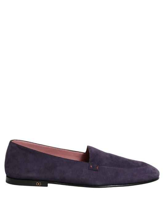 Dolce & Gabbana Violet Velvet Slip On Men Flats Loafers Shoes Curated Luxury Accessories by Orvyn