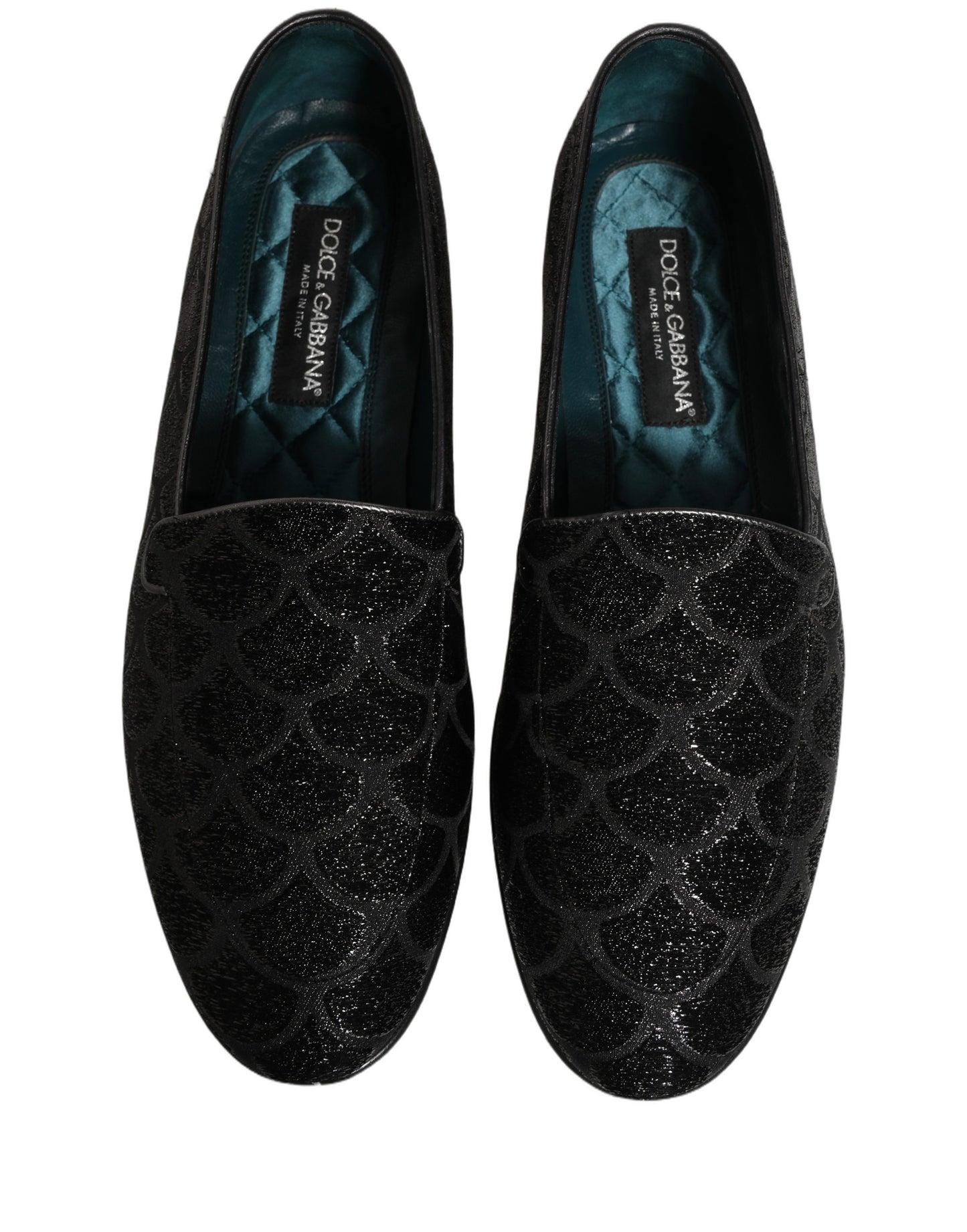 Dolce & Gabbana Black Glitter Brocade Men Dress Loafers Shoes Curated Luxury Accessories by Orvyn