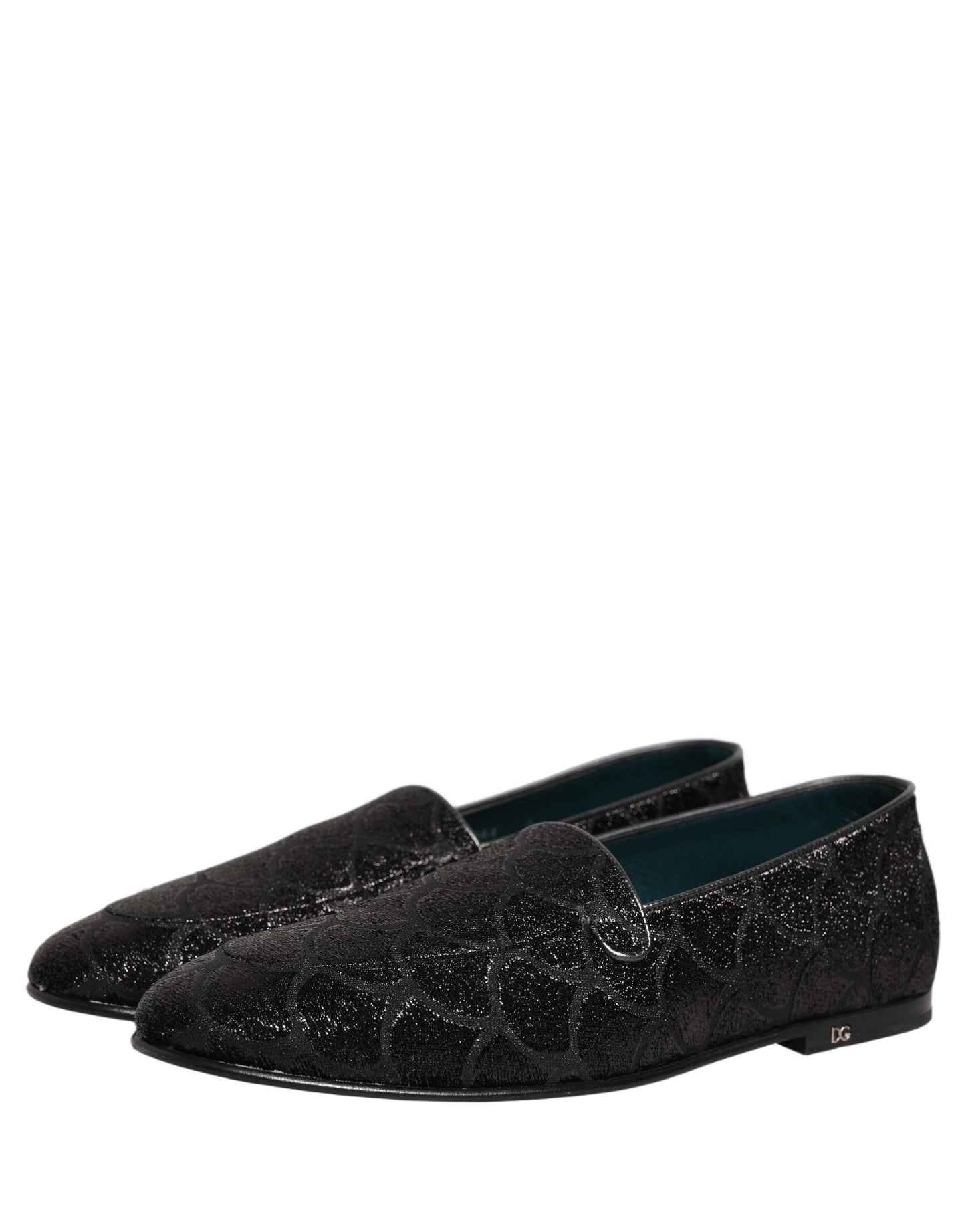 Dolce & Gabbana Black Glitter Brocade Men Dress Loafers Shoes Curated Luxury Accessories by Orvyn