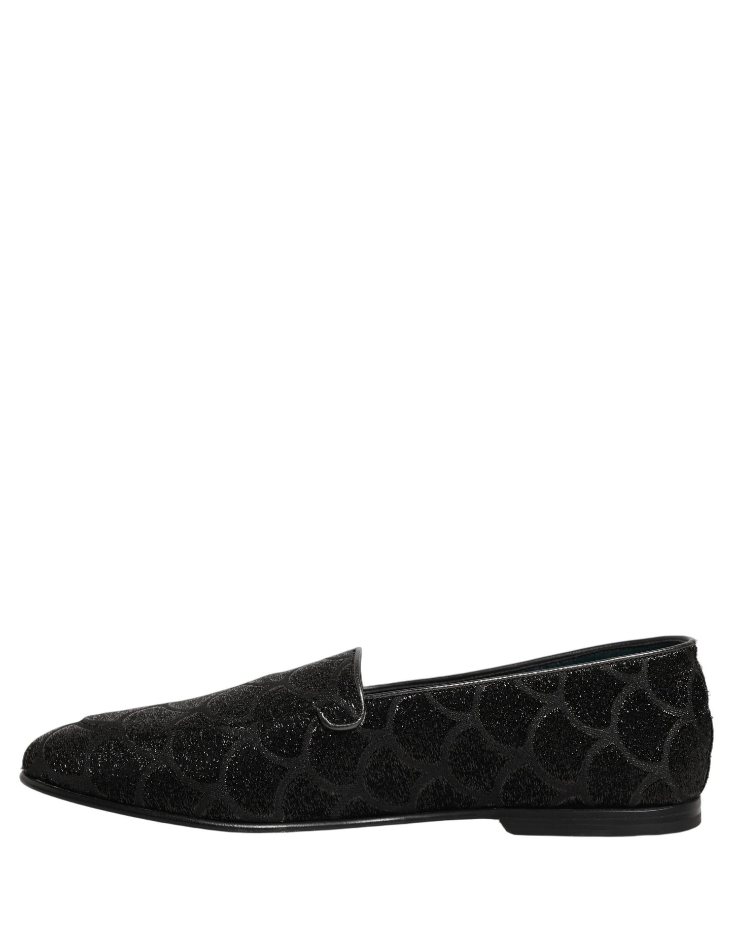 Dolce & Gabbana Black Glitter Brocade Men Dress Loafers Shoes Curated Luxury Accessories by Orvyn