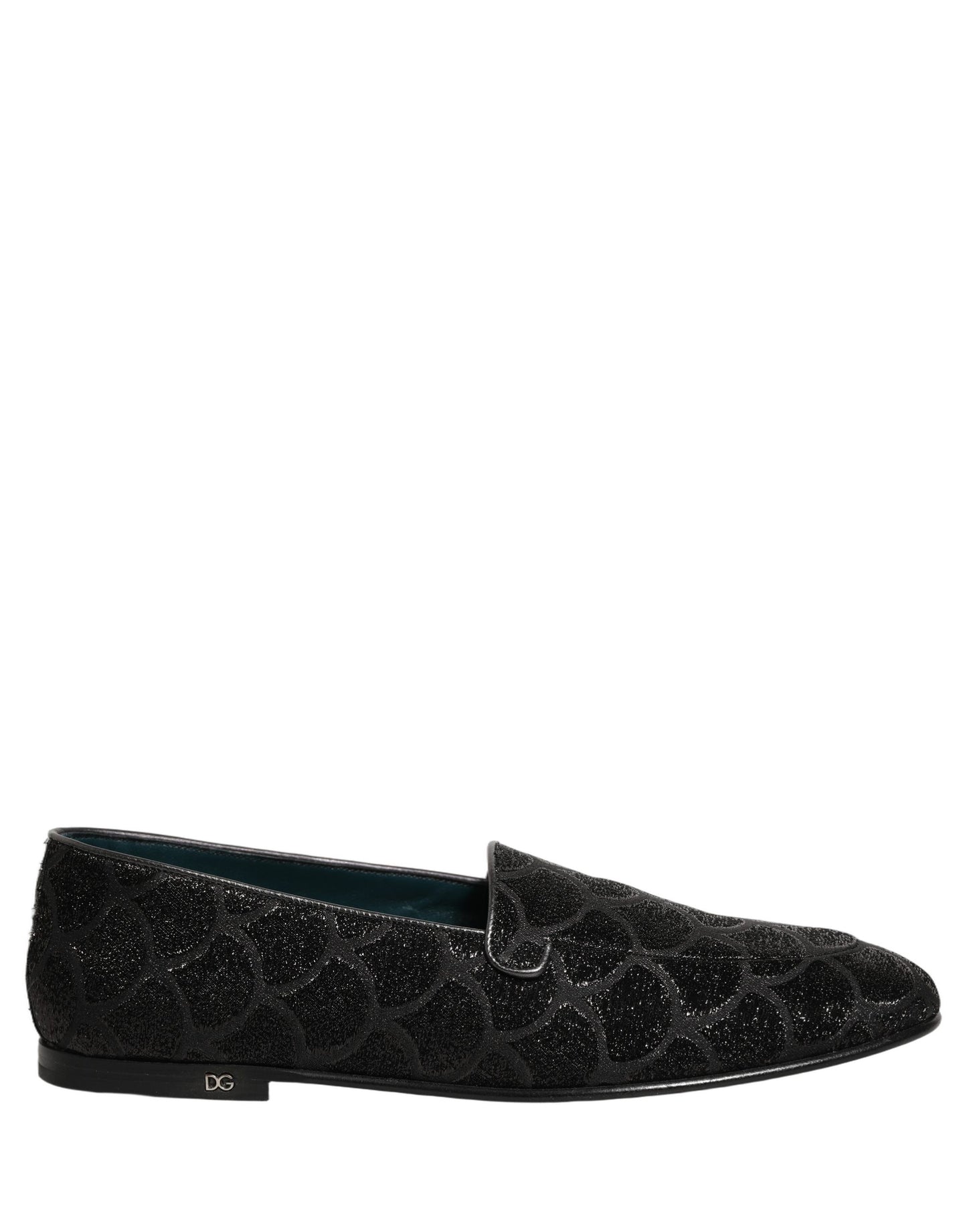 Dolce & Gabbana Black Glitter Brocade Men Dress Loafers Shoes Curated Luxury Accessories by Orvyn