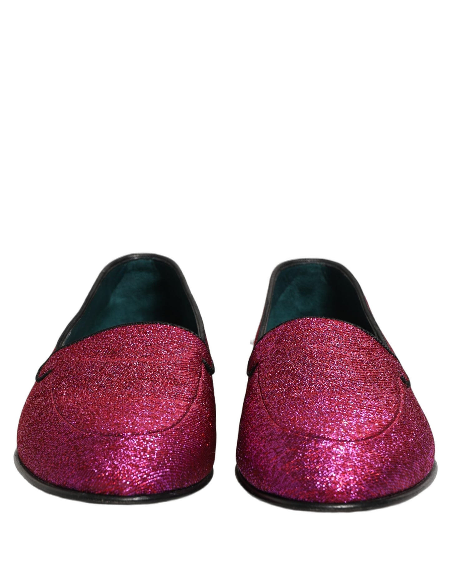 Dolce & Gabbana Pink Glitter Lurex Logo Dress Loafers Shoes Curated Luxury Accessories by Orvyn