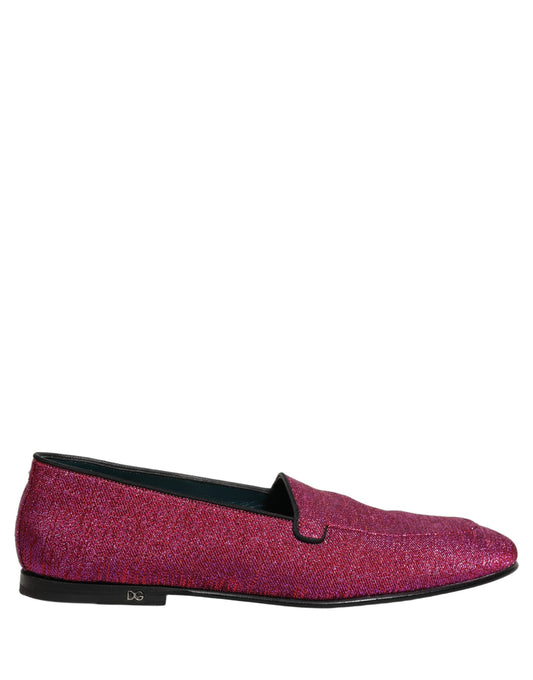 Dolce & Gabbana Pink Glitter Lurex Logo Dress Loafers Shoes Curated Luxury Accessories by Orvyn