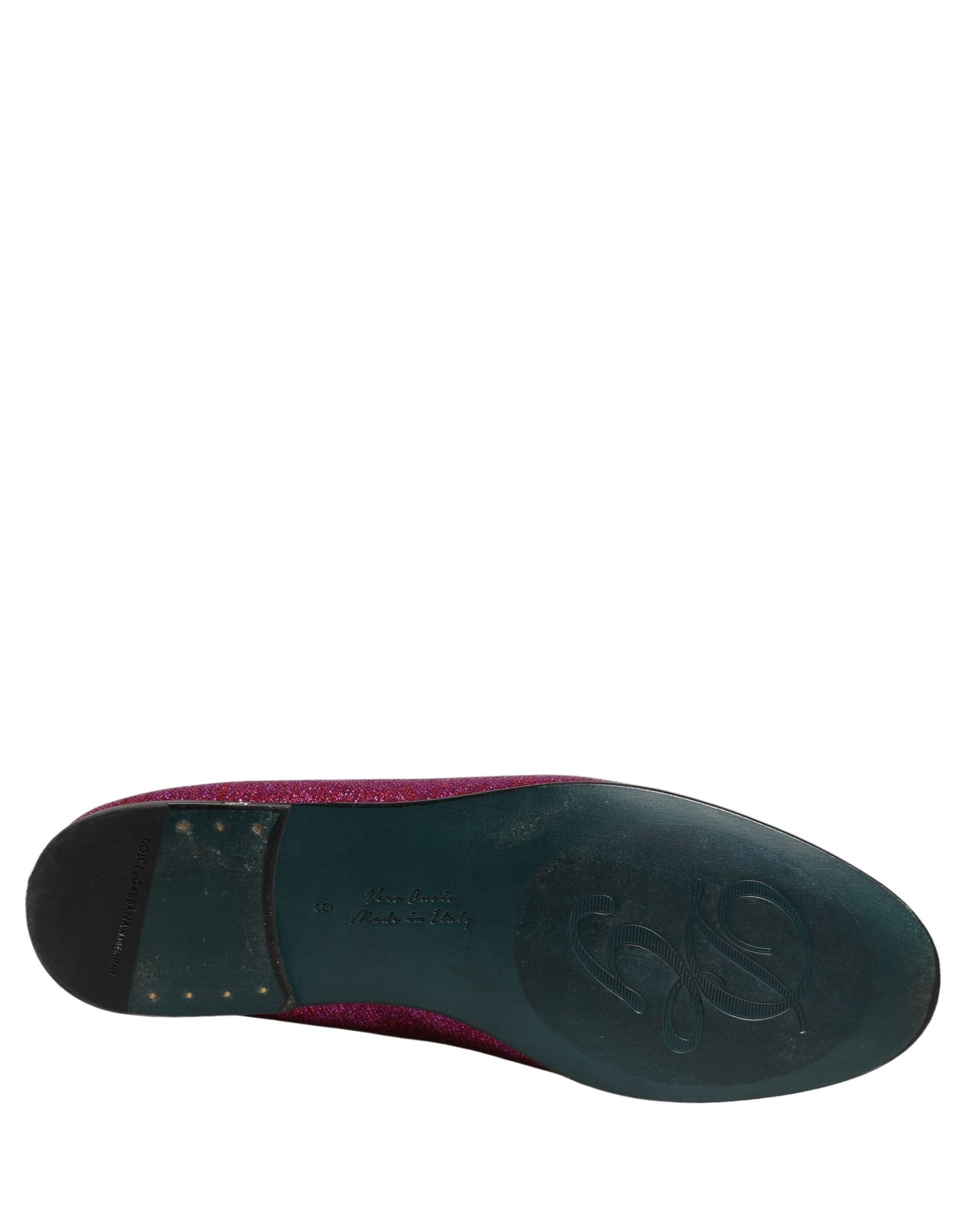Dolce & Gabbana Pink Glitter Lurex Logo Dress Loafers Shoes Curated Luxury Accessories by Orvyn