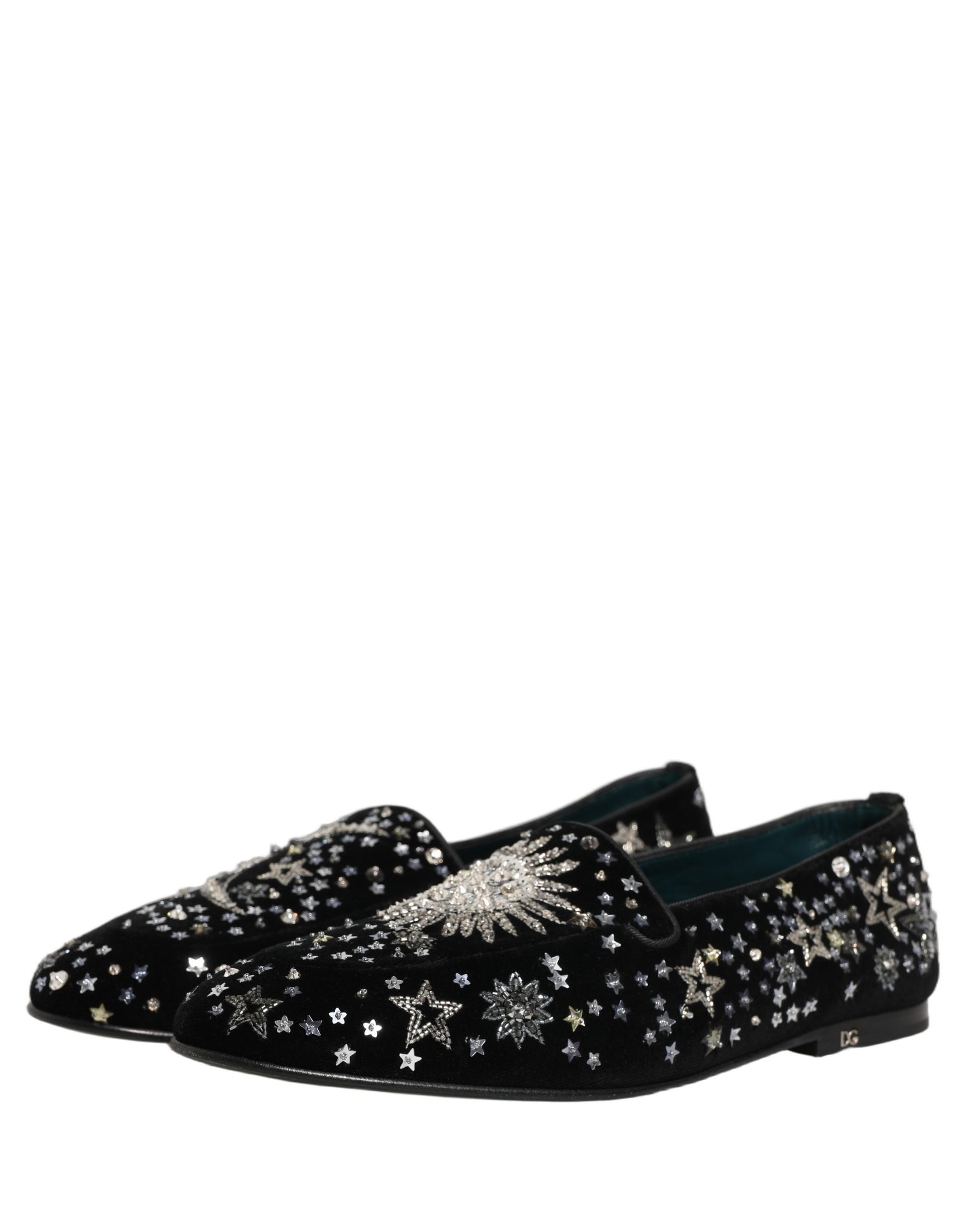 Dolce & Gabbana Black Crystal Embellished Dress Loafers Shoes Curated Luxury Accessories by Orvyn