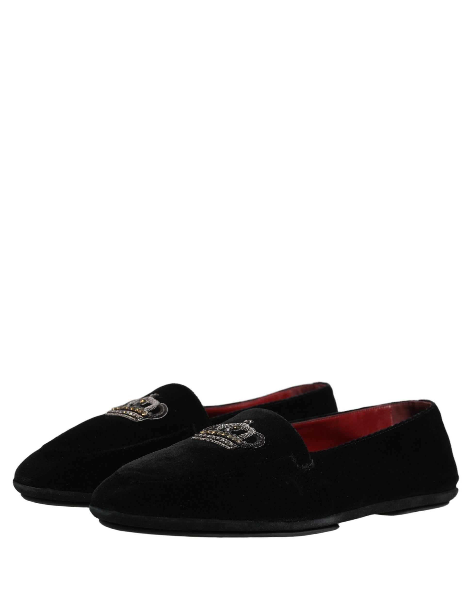 Dolce & Gabbana Black Crown Embellished Dress Loafers Shoes Curated Luxury Accessories by Orvyn