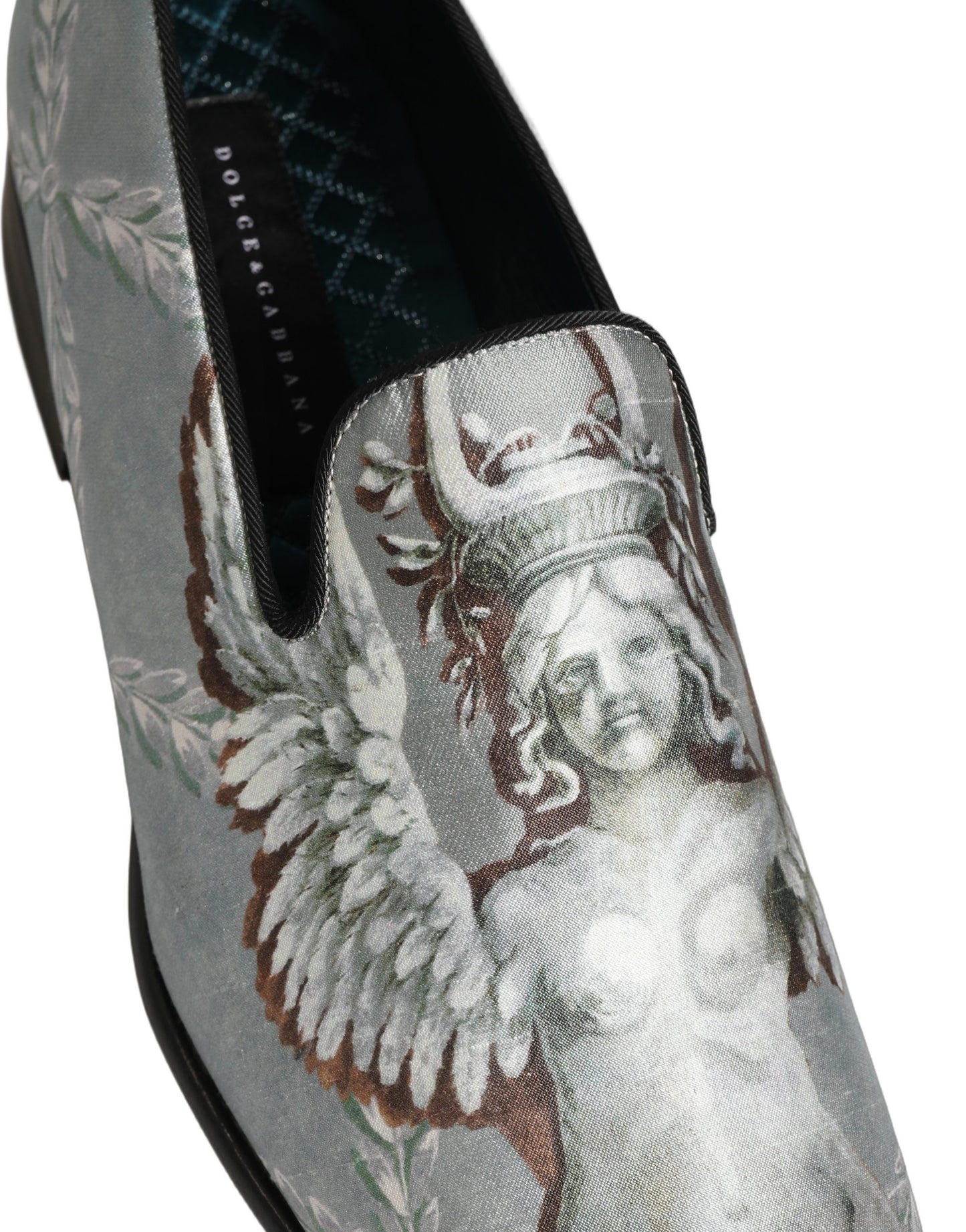 Dolce & Gabbana Gray Baroque Angel Velvet Men Loafers Shoes Curated Luxury Accessories by Orvyn