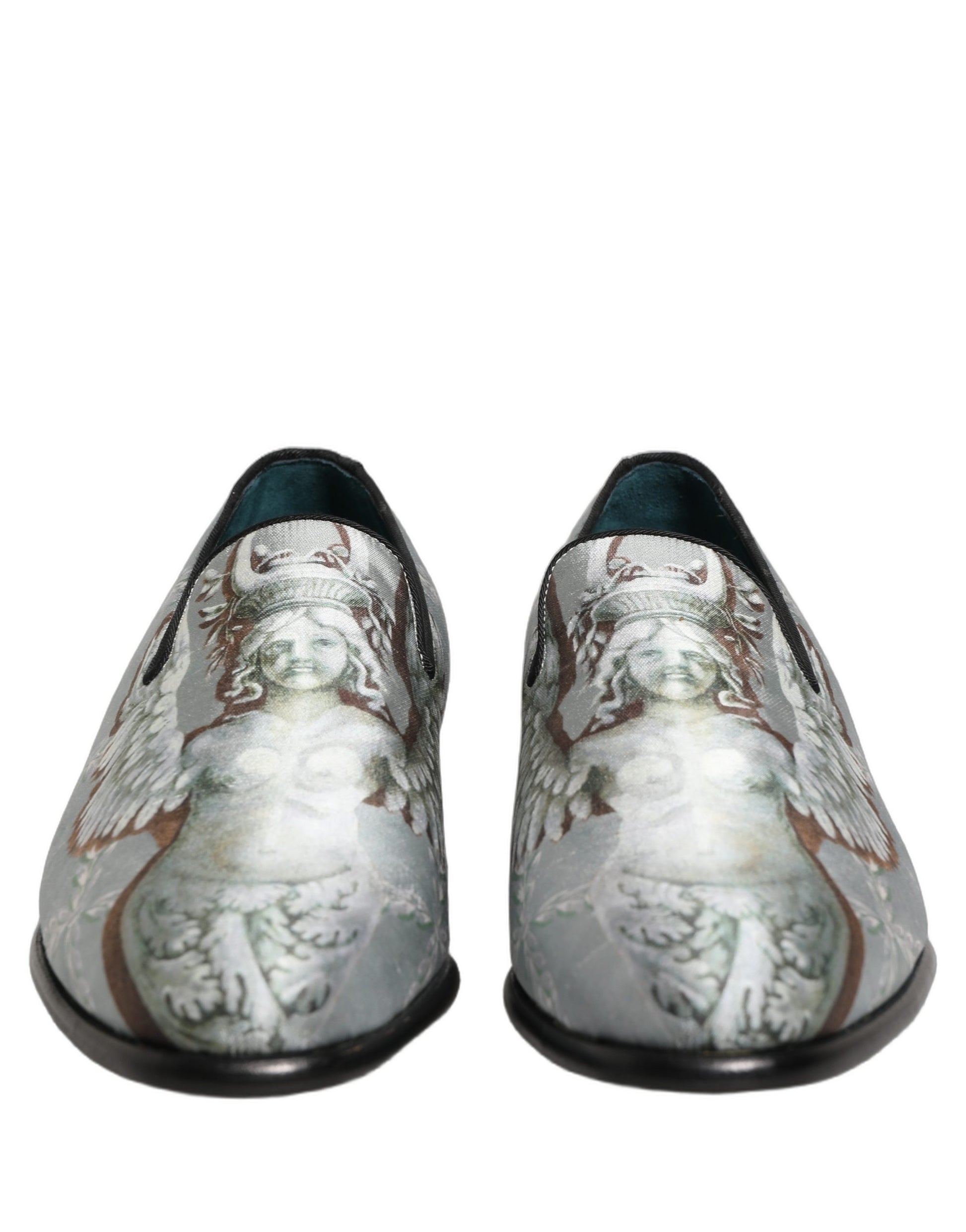 Dolce & Gabbana Gray Baroque Angel Velvet Men Loafers Shoes Curated Luxury Accessories by Orvyn