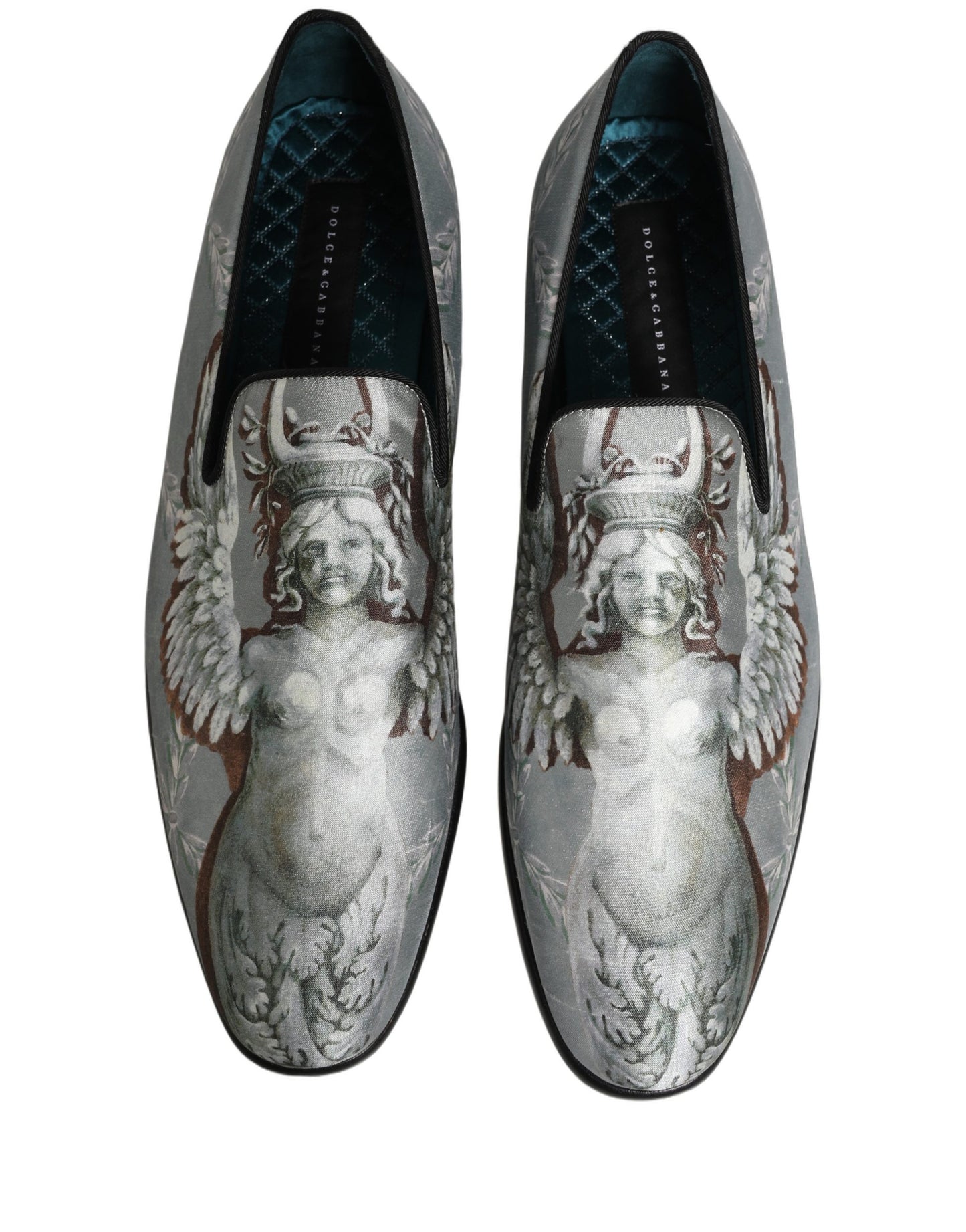 Dolce & Gabbana Gray Baroque Angel Velvet Men Loafers Shoes Curated Luxury Accessories by Orvyn