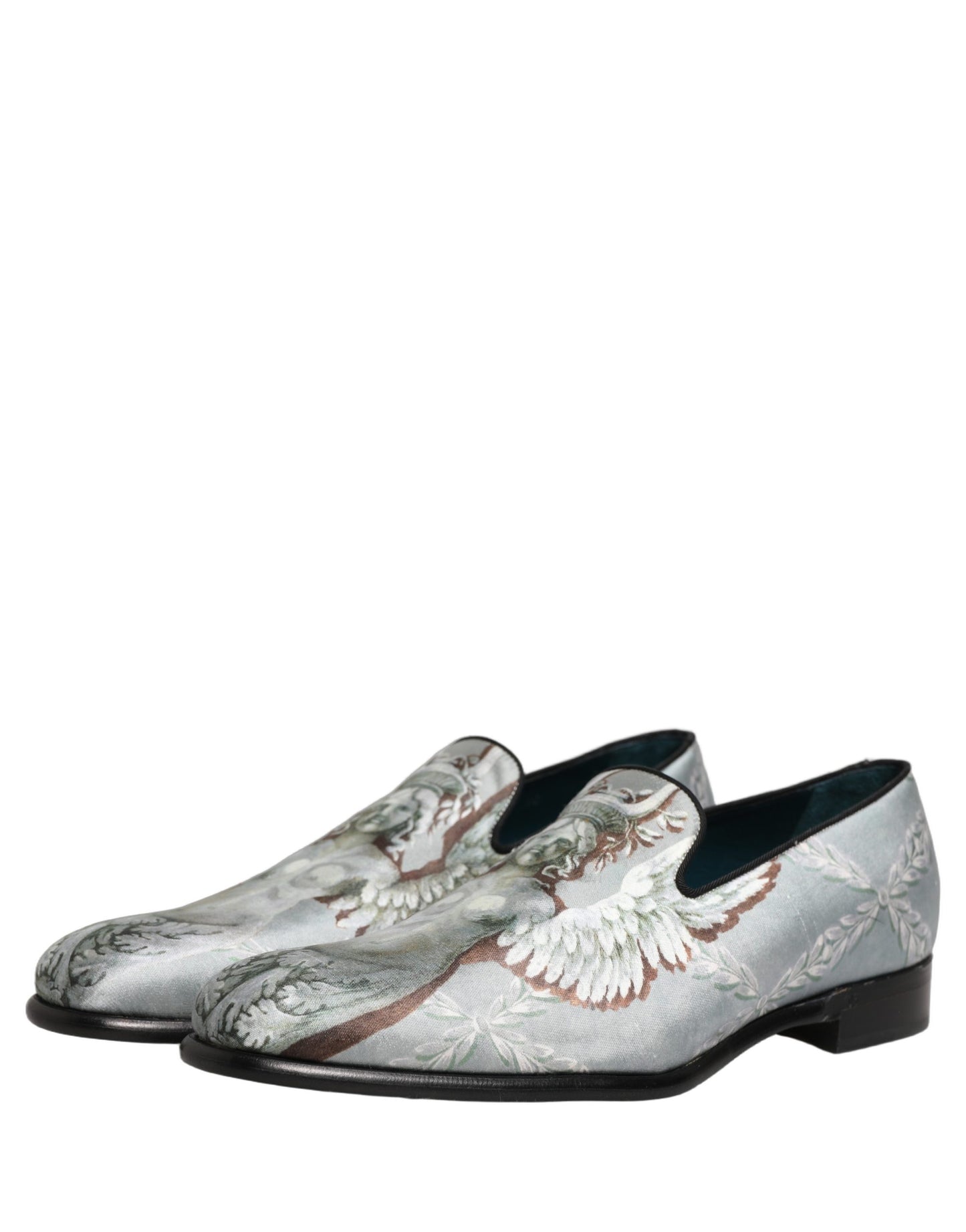 Dolce & Gabbana Gray Baroque Angel Velvet Men Loafers Shoes Curated Luxury Accessories by Orvyn