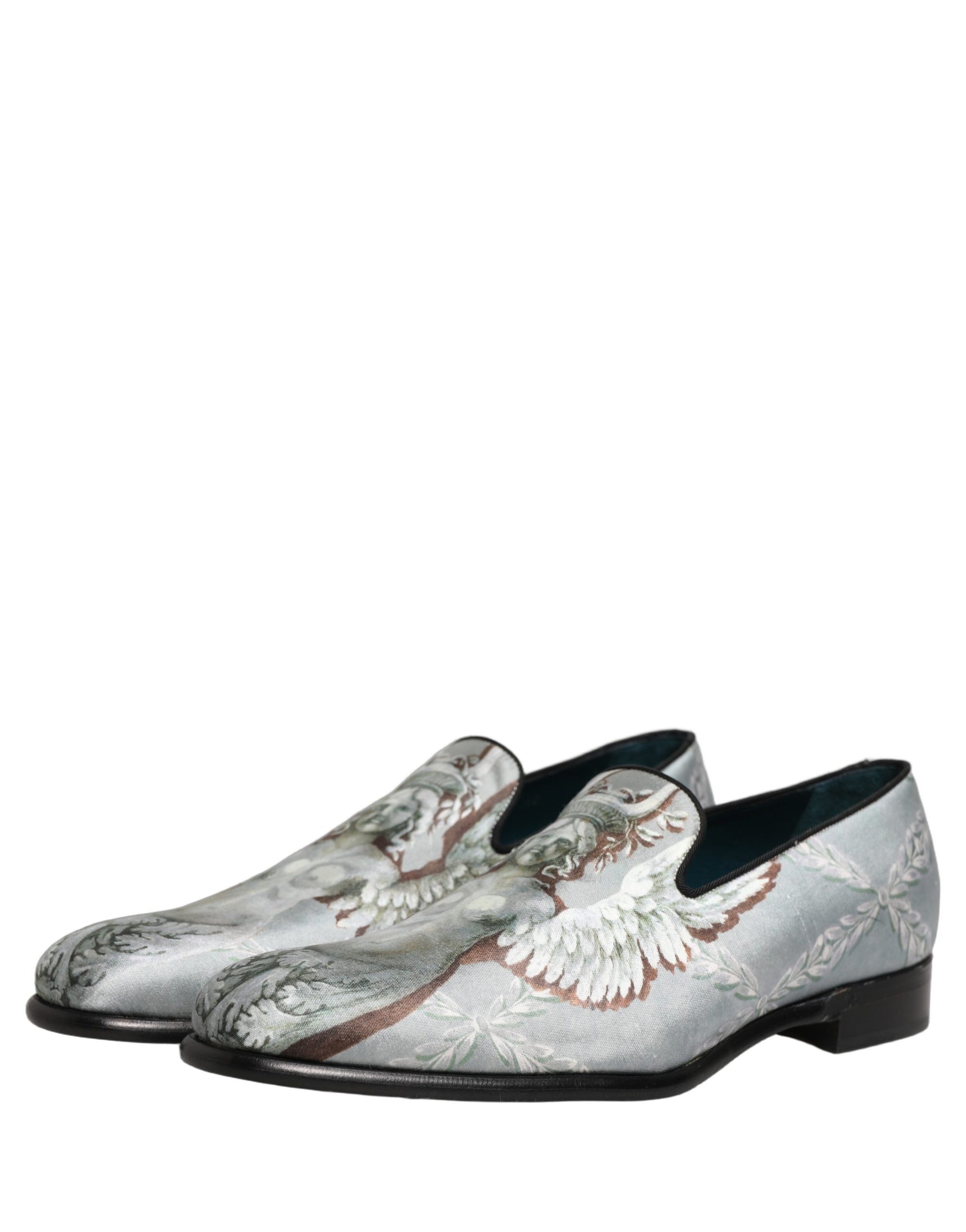 Dolce & Gabbana Gray Baroque Angel Velvet Men Loafers Shoes Curated Luxury Accessories by Orvyn