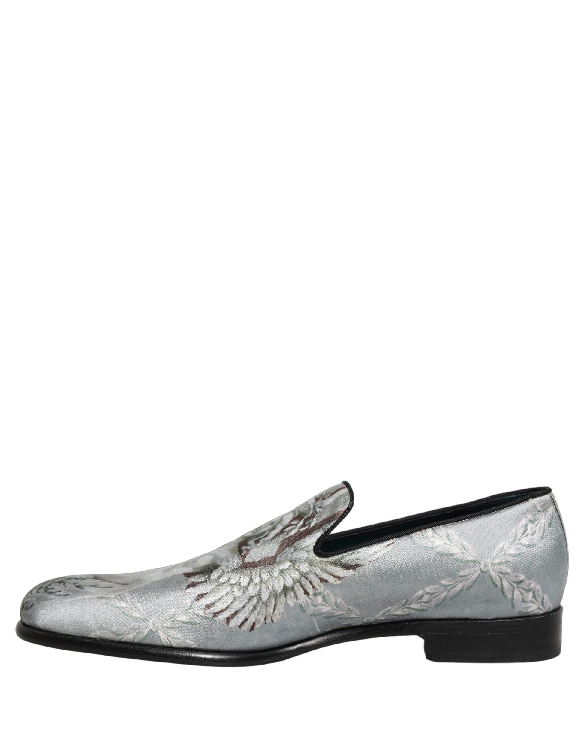Dolce & Gabbana Gray Baroque Angel Velvet Men Loafers Shoes Curated Luxury Accessories by Orvyn