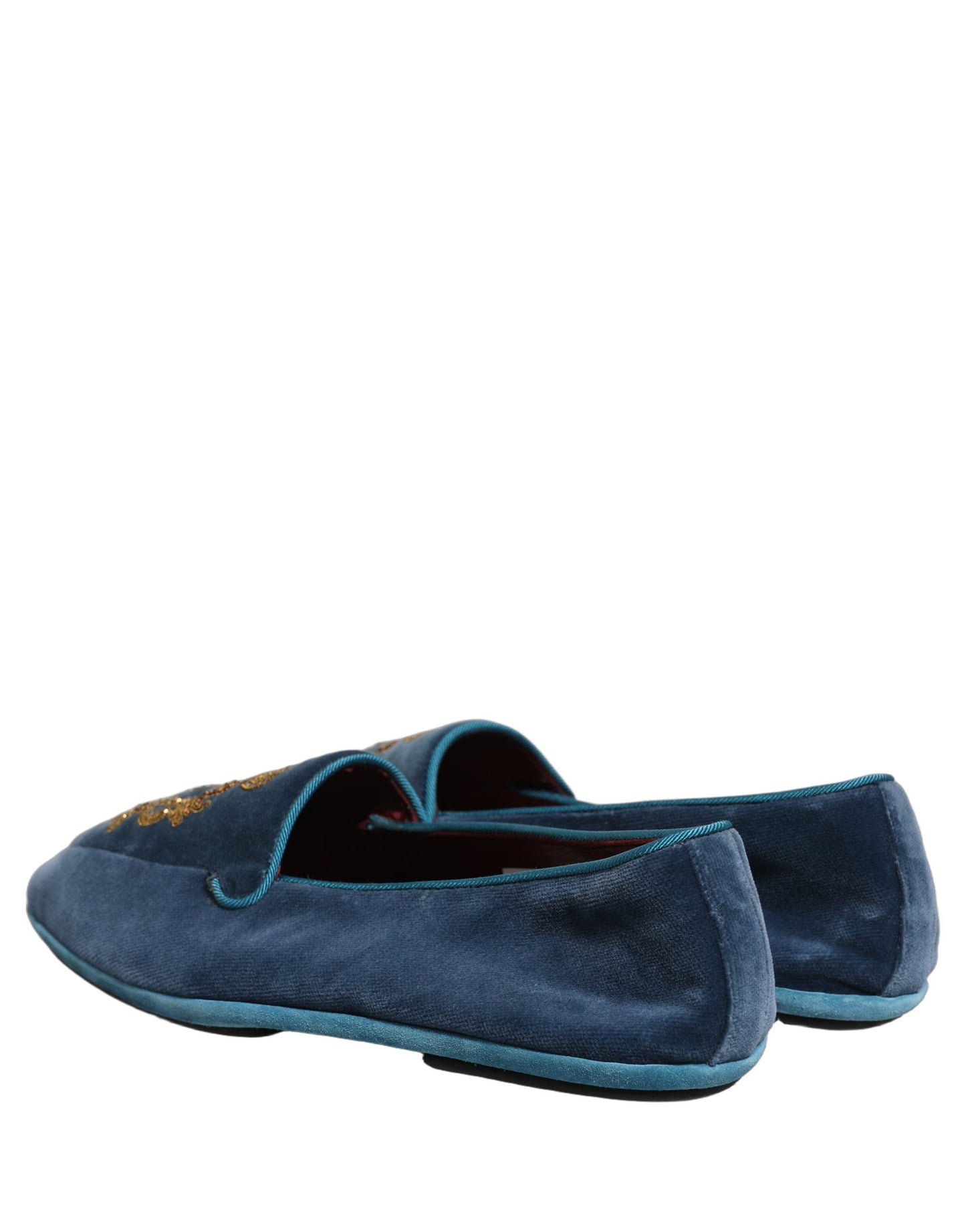 Dolce & Gabbana Blue Velvet Crown Embroidery Loafers Shoes Curated Luxury Accessories by Orvyn
