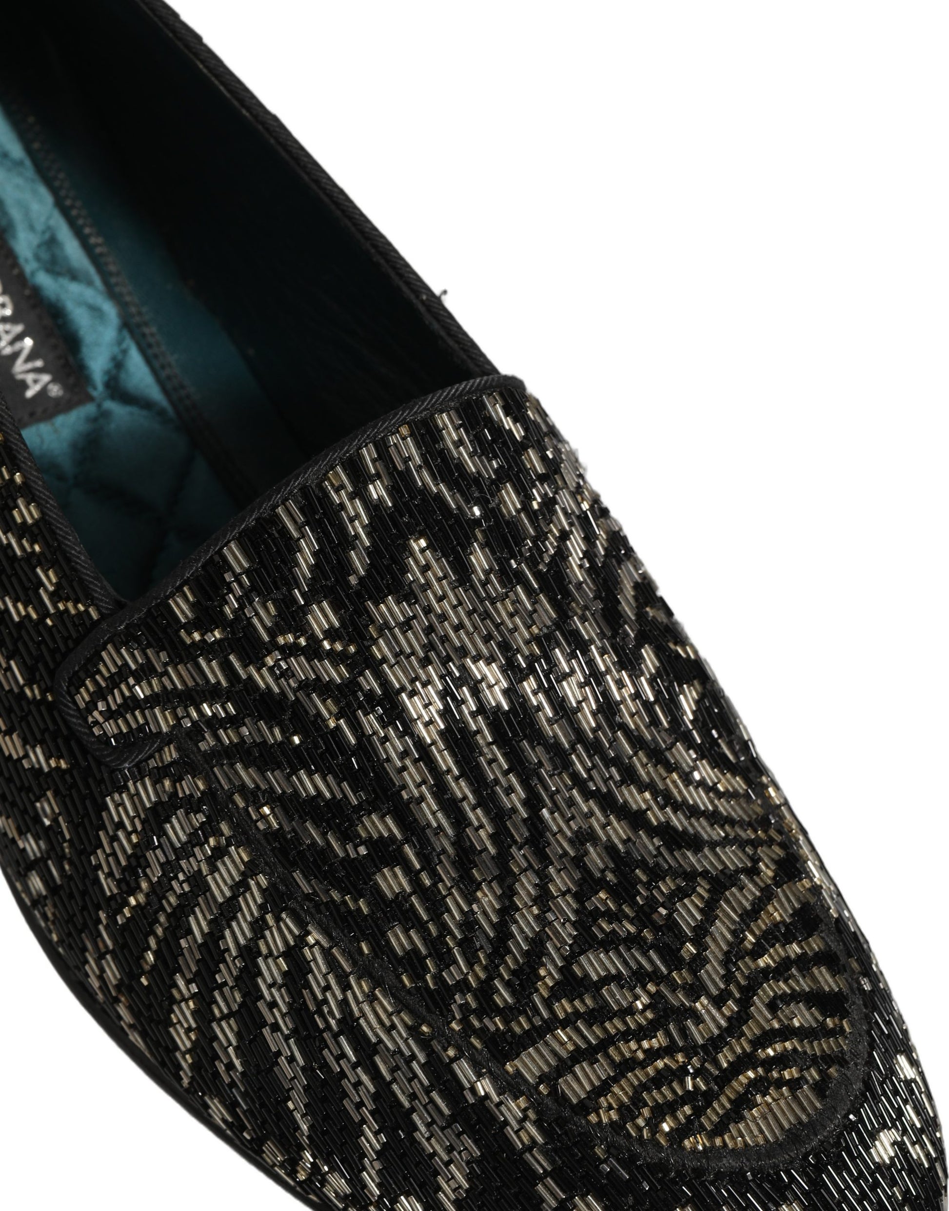 Dolce & Gabbana Black Silver Embellished Dress Loafers Shoes Curated Luxury Accessories by Orvyn