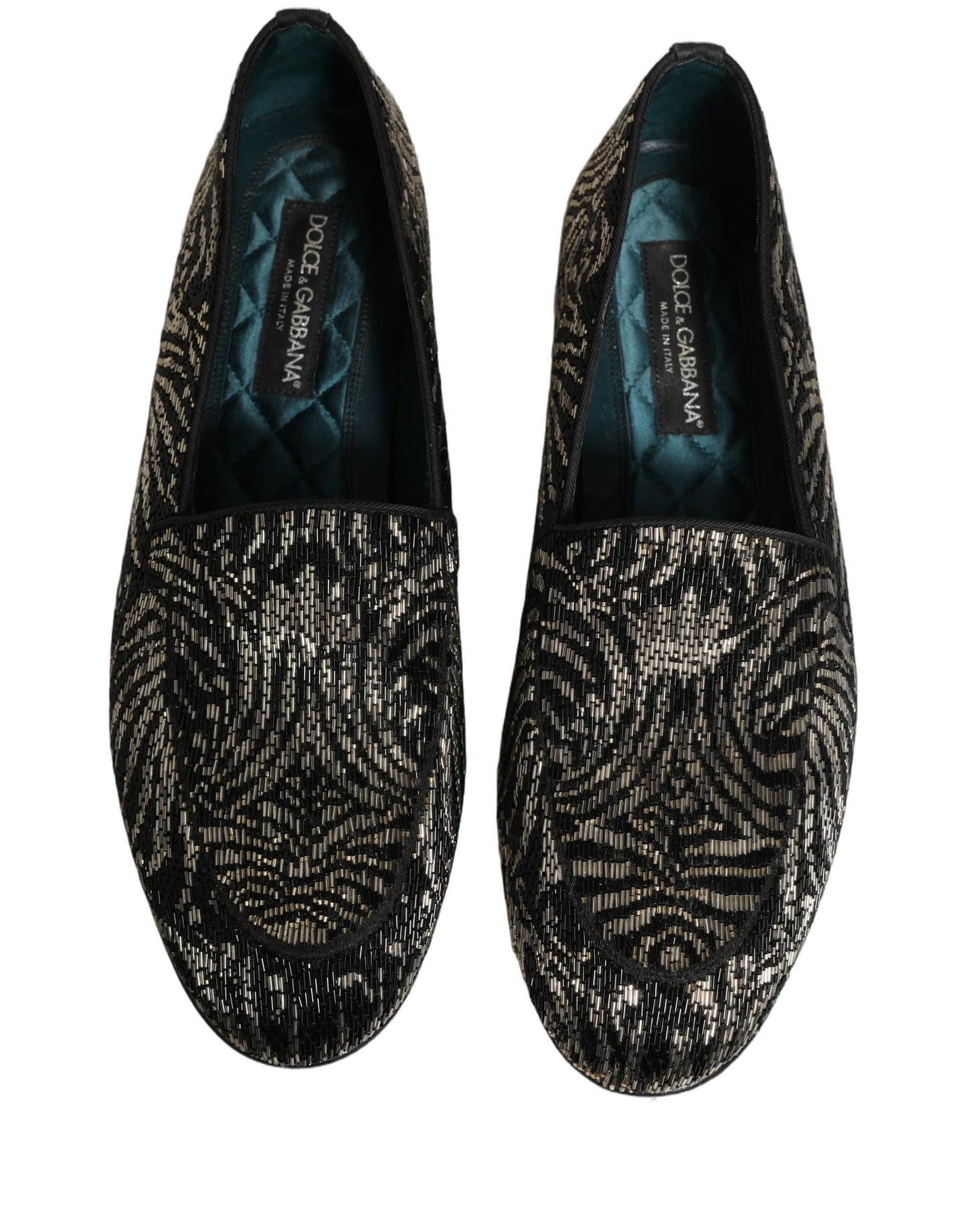 Dolce & Gabbana Black Silver Embellished Dress Loafers Shoes Curated Luxury Accessories by Orvyn