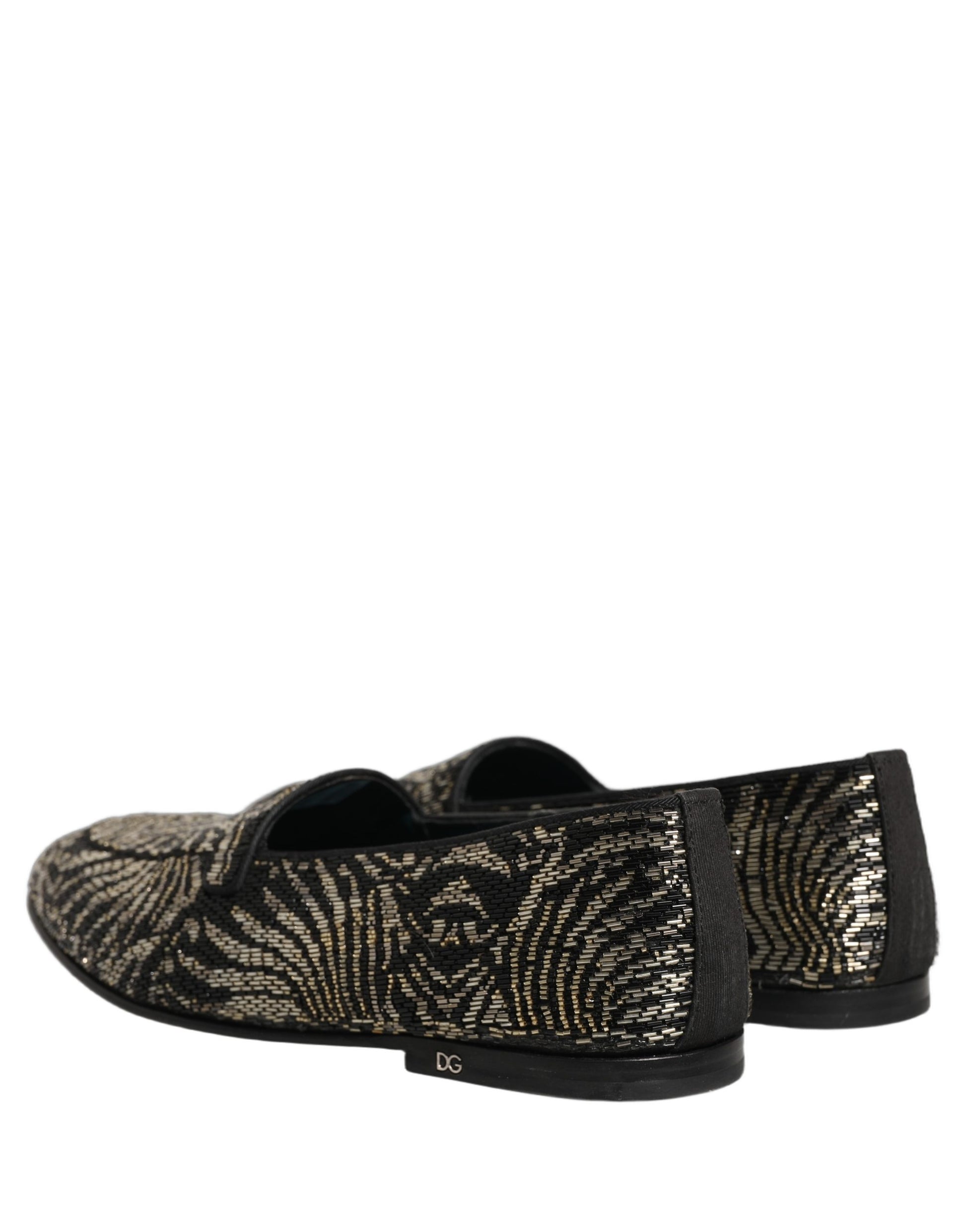 Dolce & Gabbana Black Silver Embellished Dress Loafers Shoes Curated Luxury Accessories by Orvyn