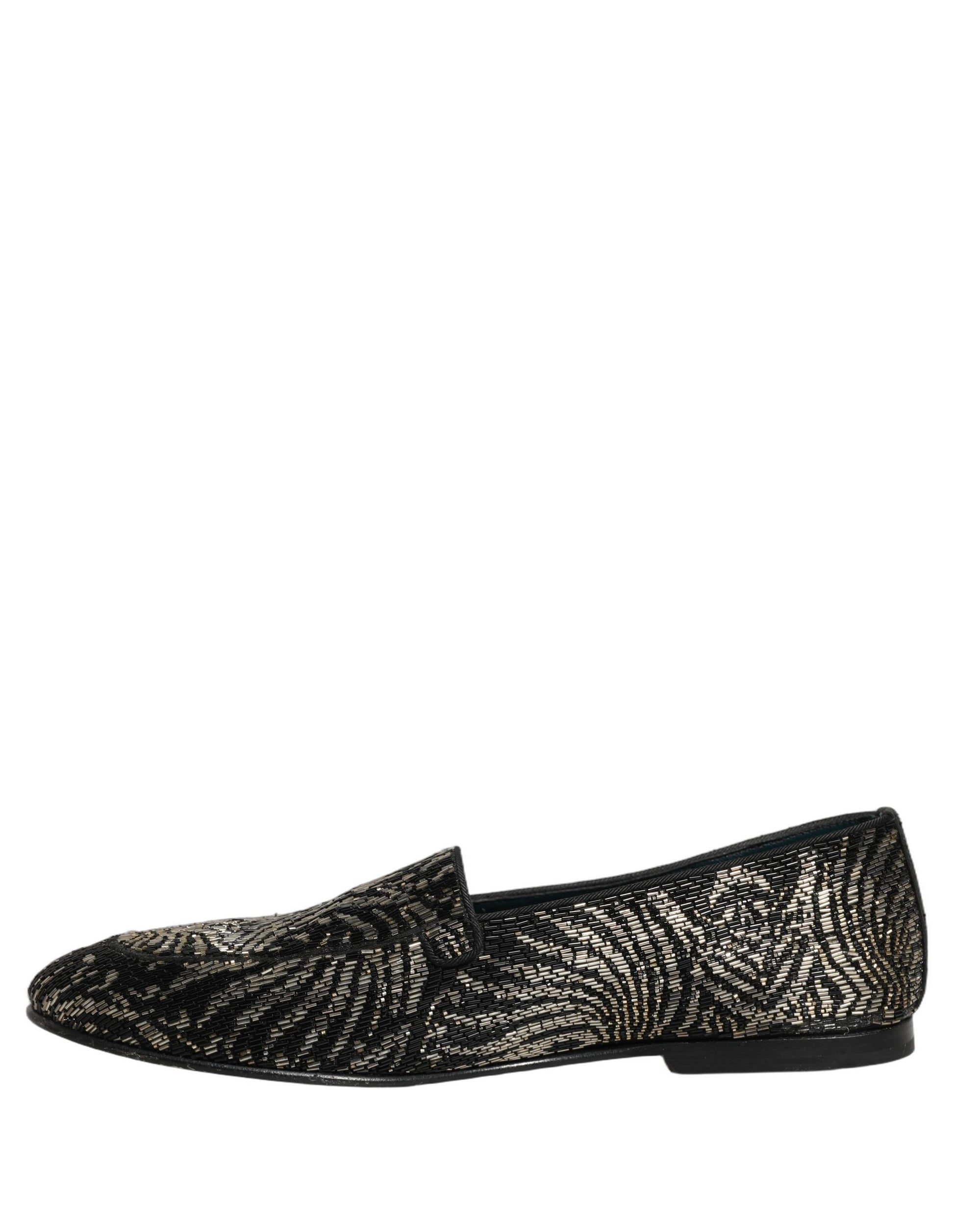 Dolce & Gabbana Black Silver Embellished Dress Loafers Shoes Curated Luxury Accessories by Orvyn