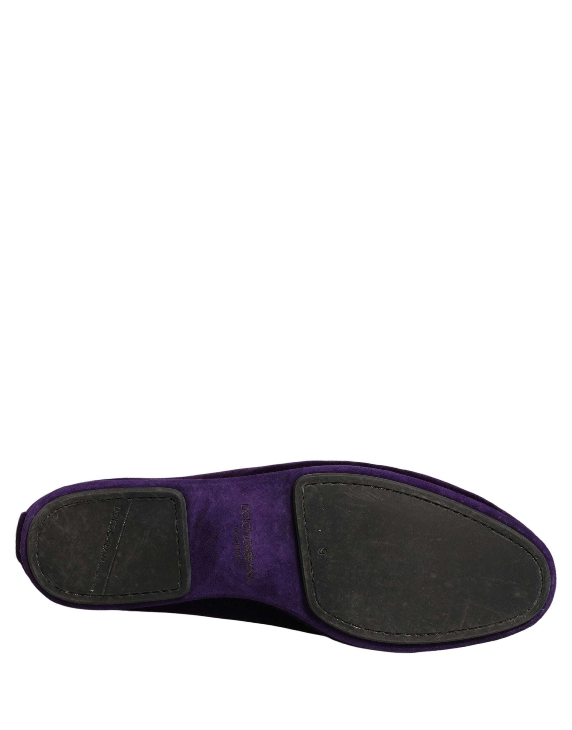 Dolce & Gabbana Violet Velvet Slip On Men Flats Loafers Shoes Curated Luxury Accessories by Orvyn