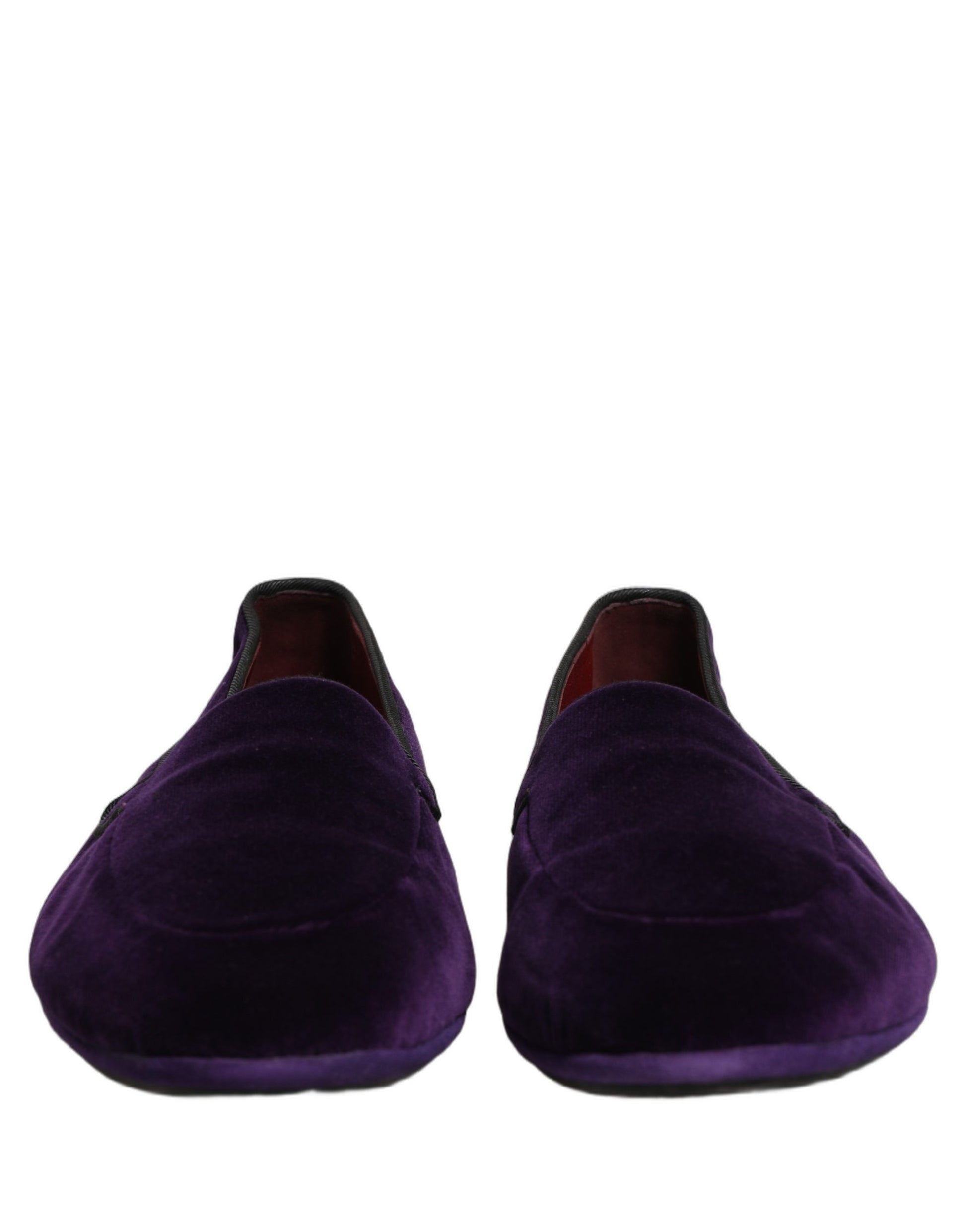 Dolce & Gabbana Violet Velvet Slip On Men Flats Loafers Shoes Curated Luxury Accessories by Orvyn