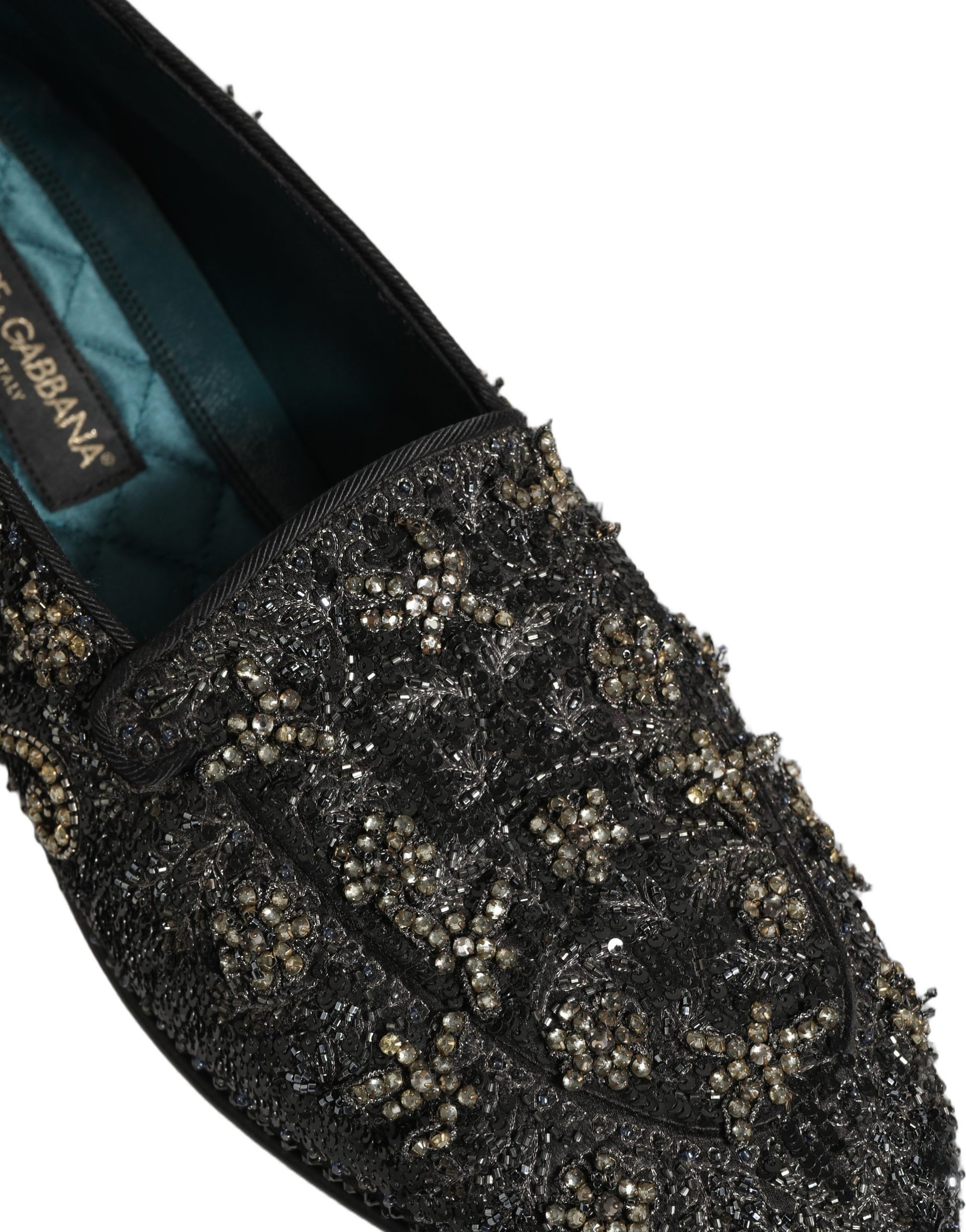 Dolce & Gabbana Black Rhinestone Embellished Loafers Shoes Curated Luxury Accessories by Orvyn