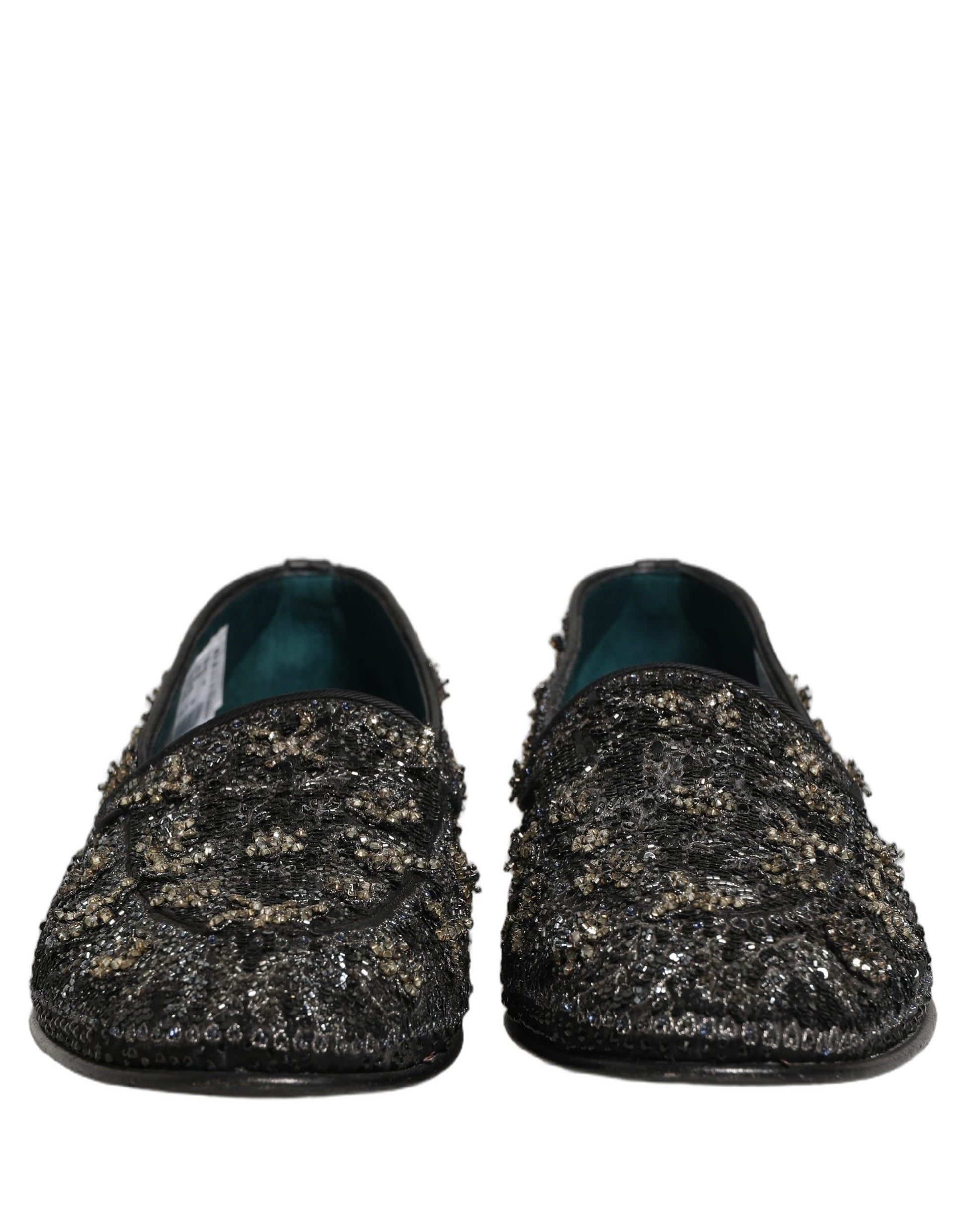 Dolce & Gabbana Black Rhinestone Embellished Loafers Shoes Curated Luxury Accessories by Orvyn