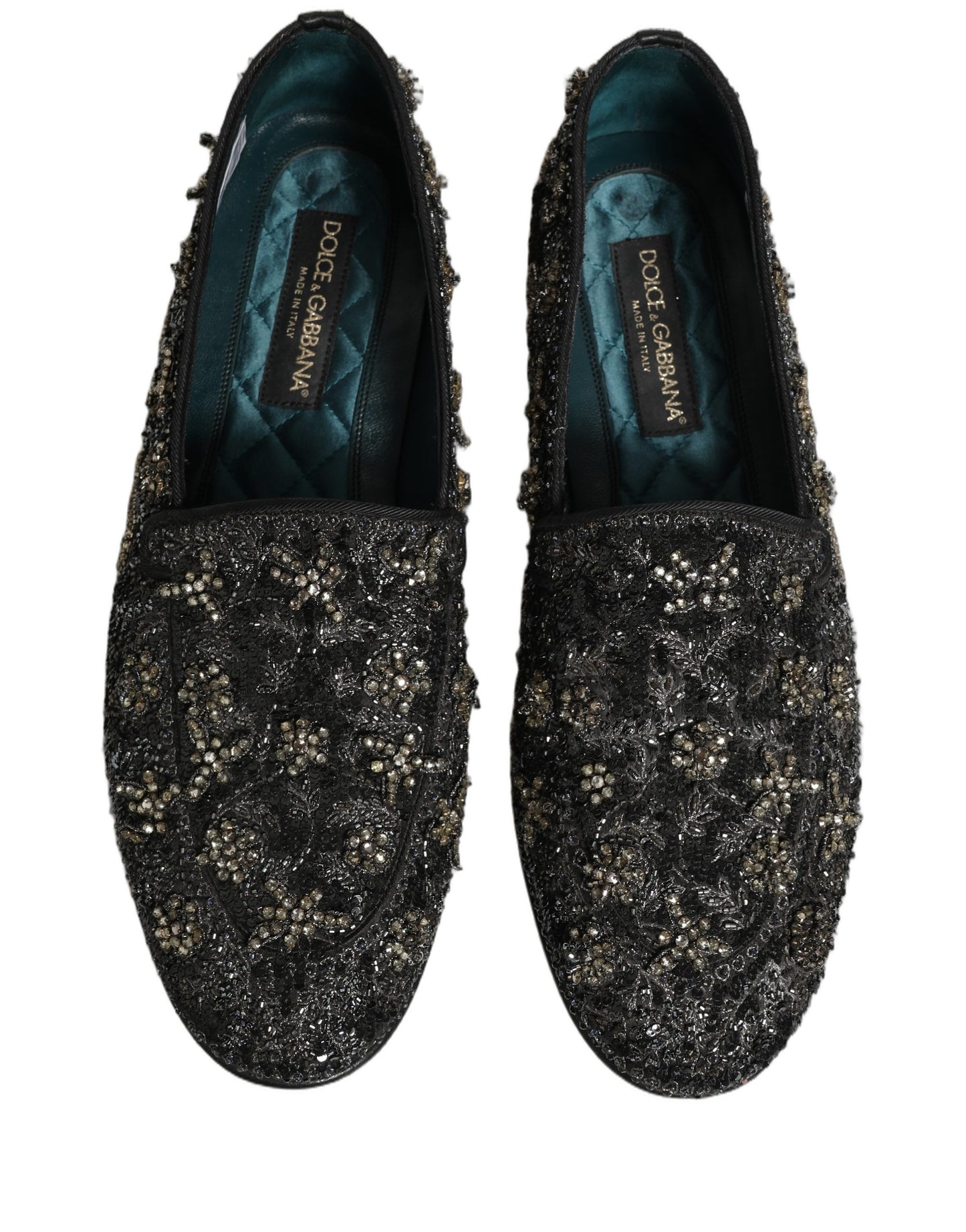 Dolce & Gabbana Black Rhinestone Embellished Loafers Shoes Curated Luxury Accessories by Orvyn