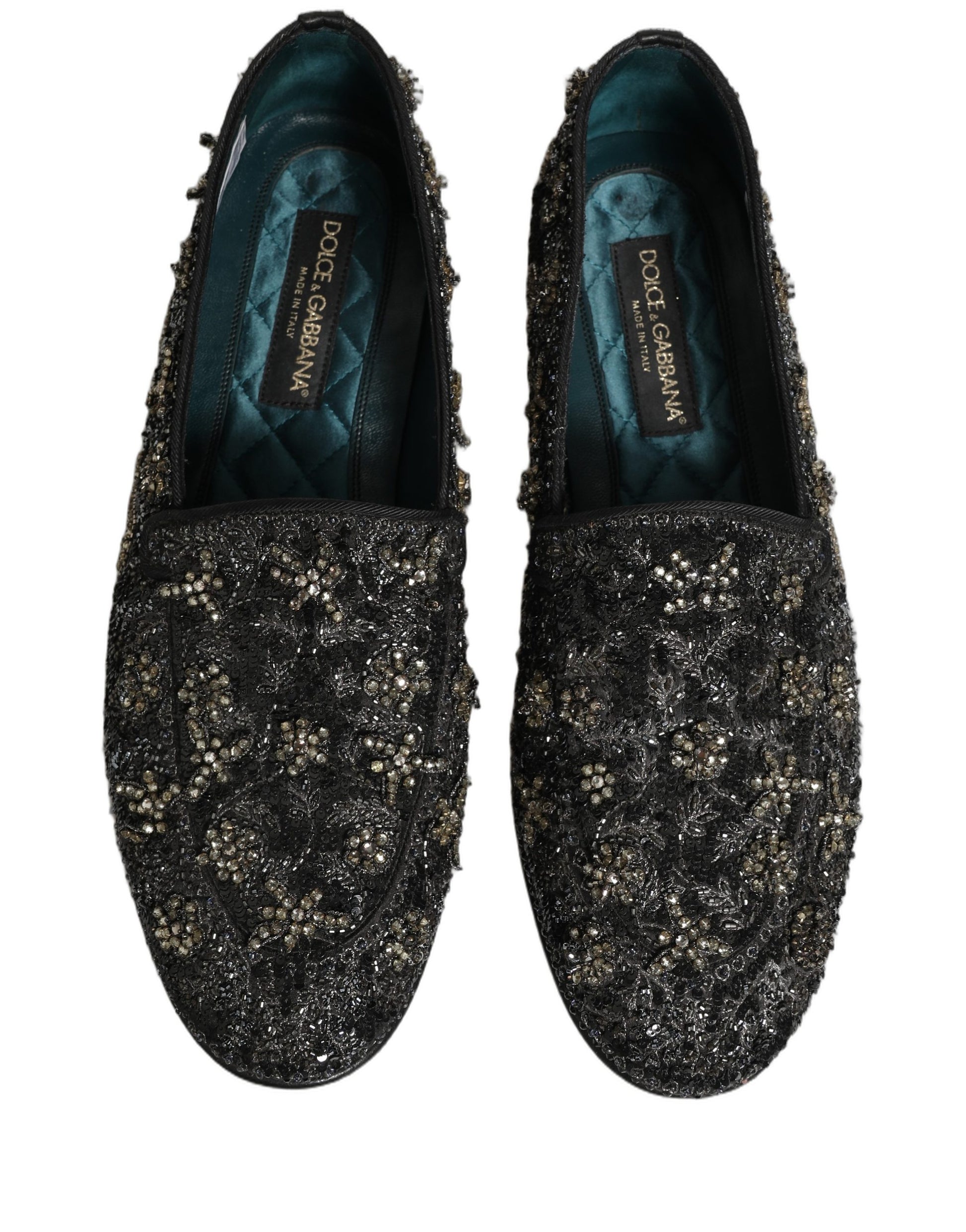 Dolce & Gabbana Black Rhinestone Embellished Loafers Shoes Curated Luxury Accessories by Orvyn