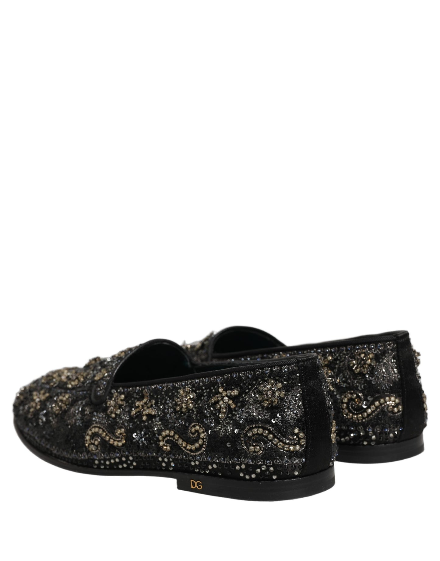 Dolce & Gabbana Black Rhinestone Embellished Loafers Shoes Curated Luxury Accessories by Orvyn