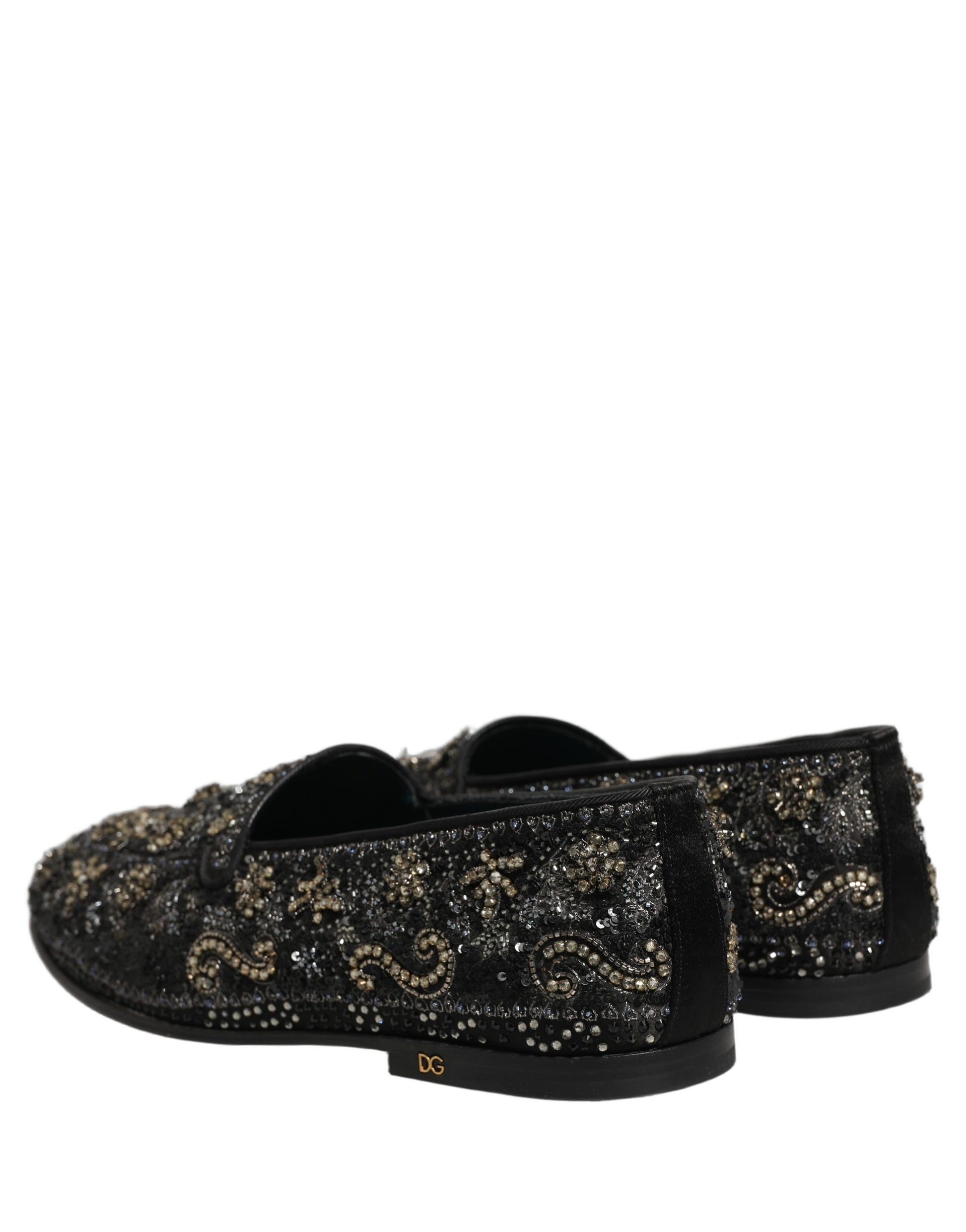 Dolce & Gabbana Black Rhinestone Embellished Loafers Shoes Curated Luxury Accessories by Orvyn