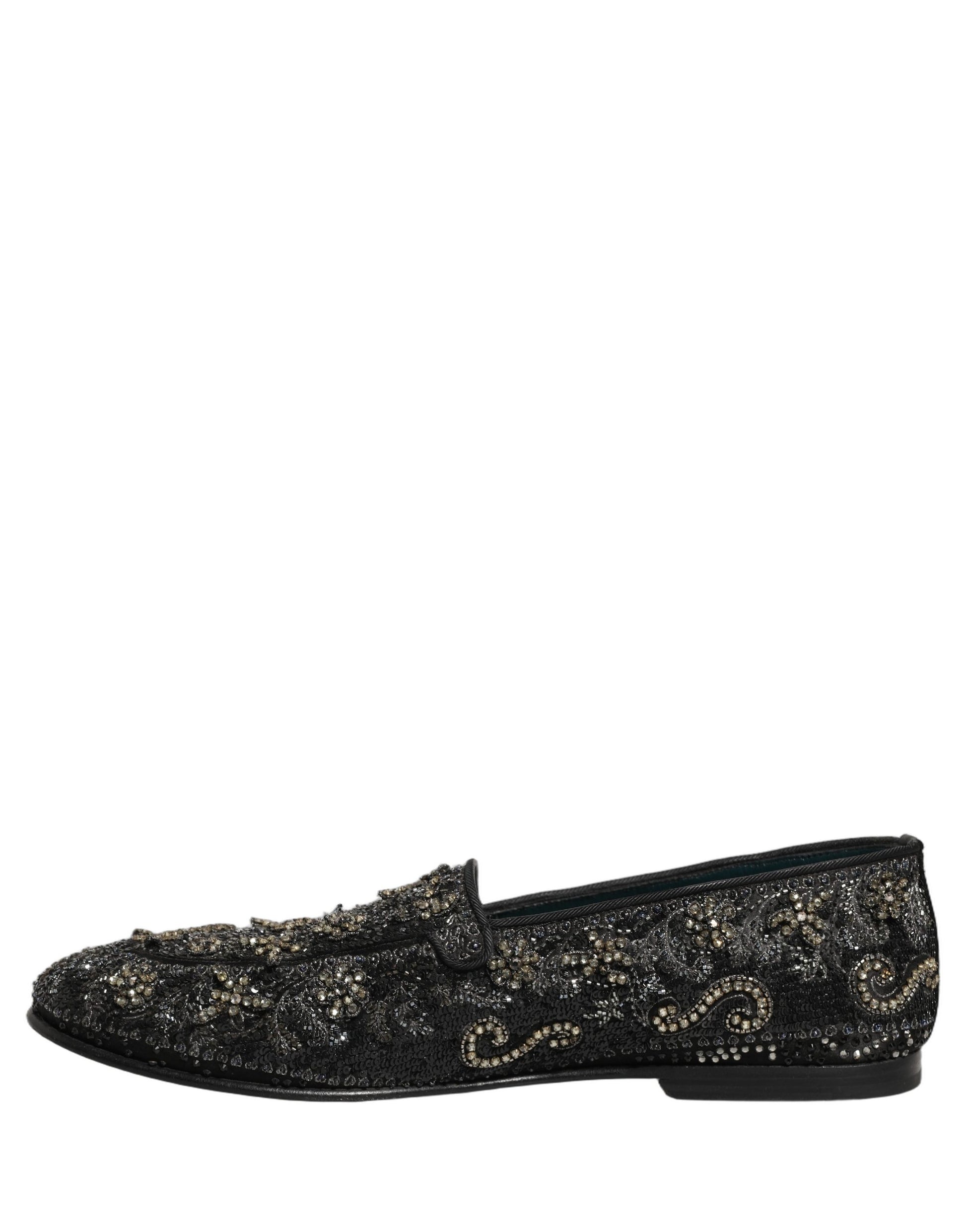 Dolce & Gabbana Black Rhinestone Embellished Loafers Shoes Curated Luxury Accessories by Orvyn