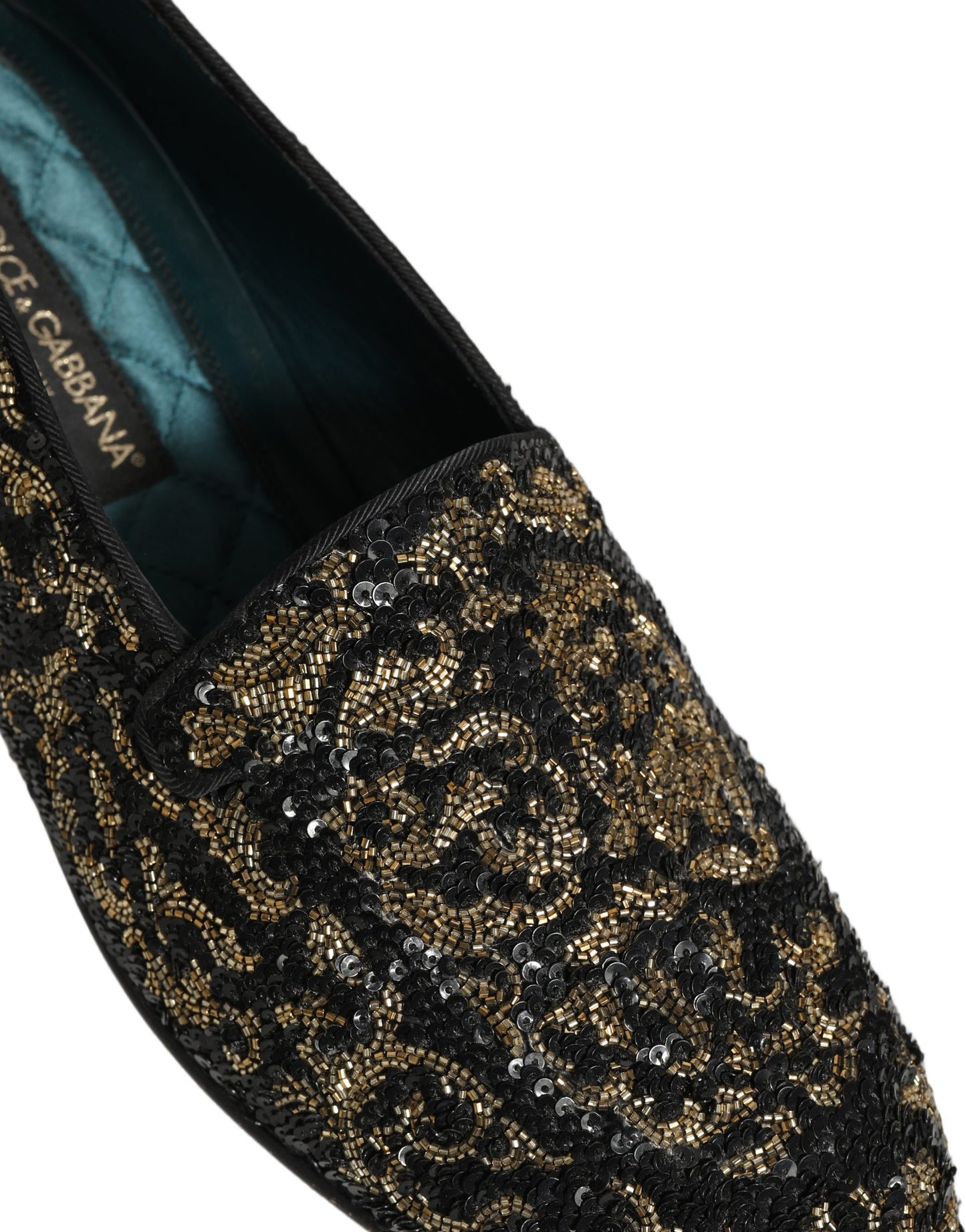 Dolce & Gabbana Black Gold Embellished Dress Loafers Shoes Curated Luxury Accessories by Orvyn