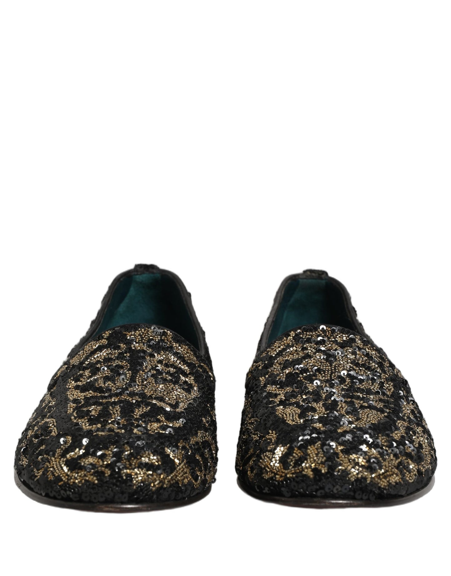 Dolce & Gabbana Black Gold Embellished Dress Loafers Shoes Curated Luxury Accessories by Orvyn