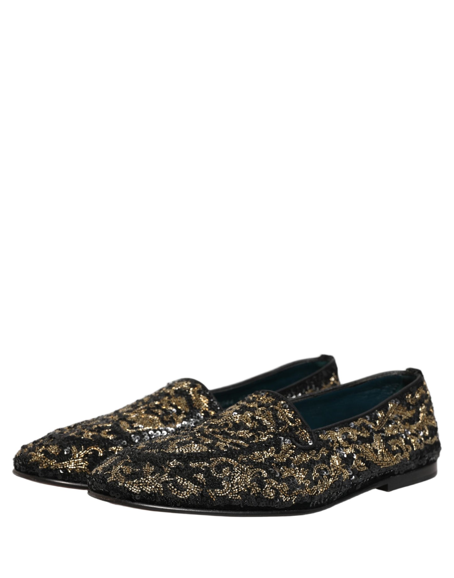 Dolce & Gabbana Black Gold Embellished Dress Loafers Shoes Curated Luxury Accessories by Orvyn