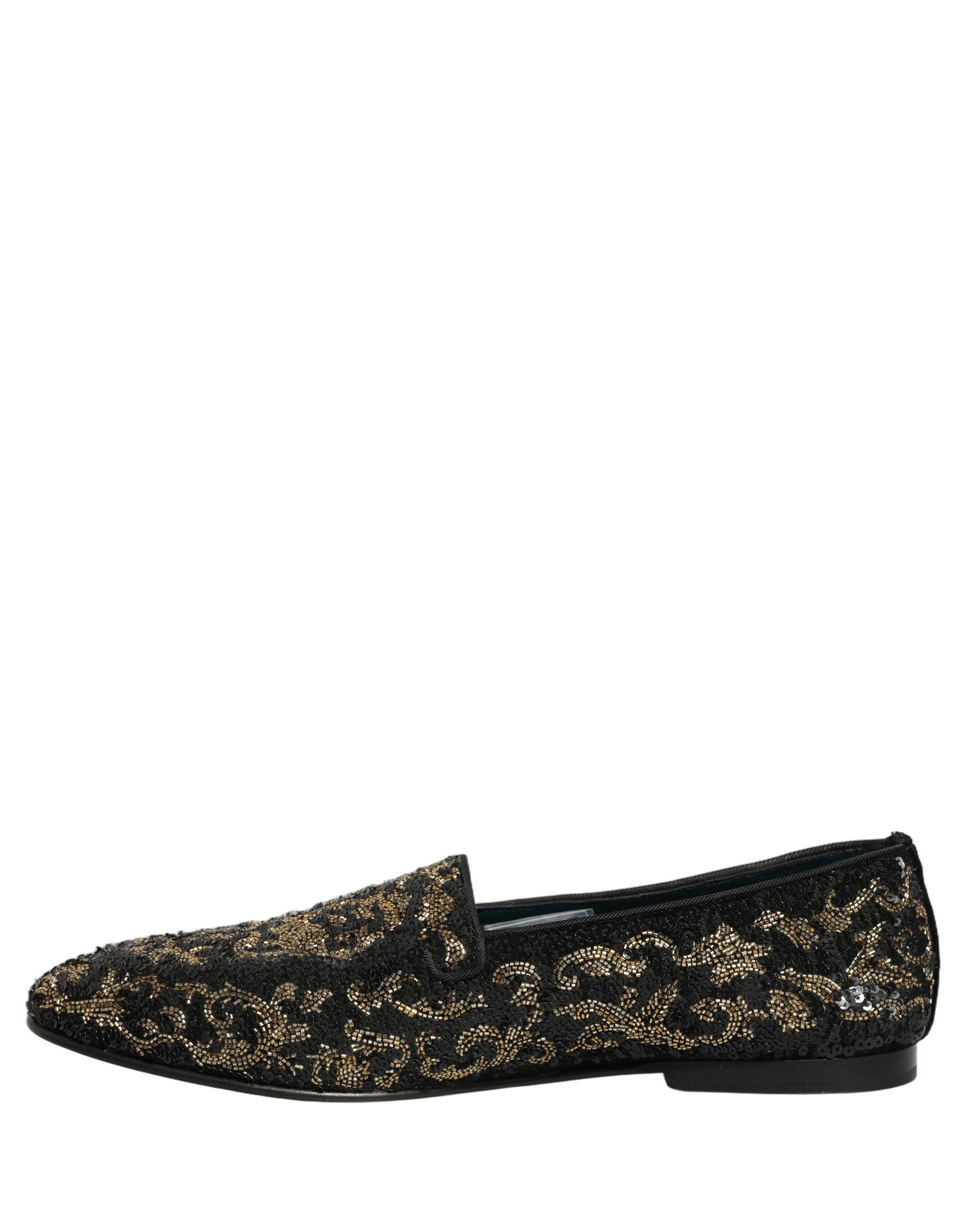Dolce & Gabbana Black Gold Embellished Dress Loafers Shoes Curated Luxury Accessories by Orvyn