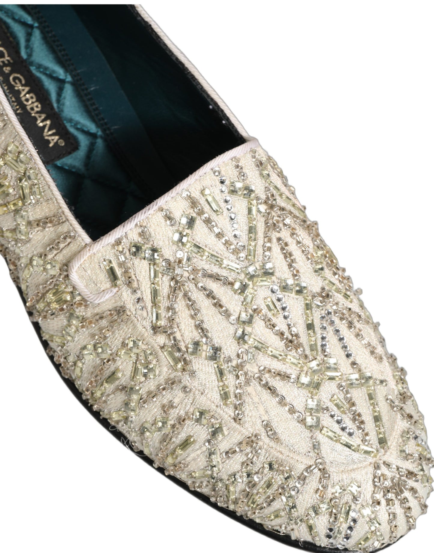 Dolce & Gabbana White Velvet Embroidered Dress Loafers Shoes Curated Luxury Accessories by Orvyn