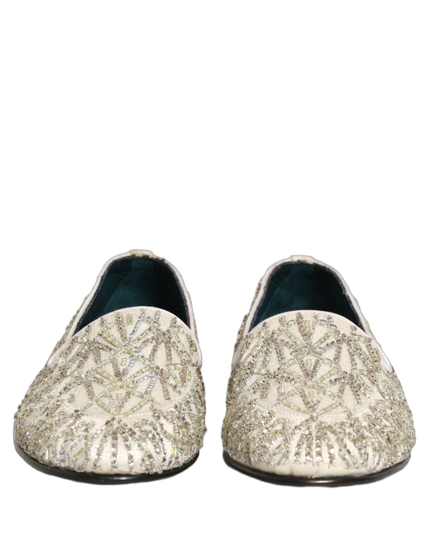 Dolce & Gabbana White Velvet Embroidered Dress Loafers Shoes Curated Luxury Accessories by Orvyn