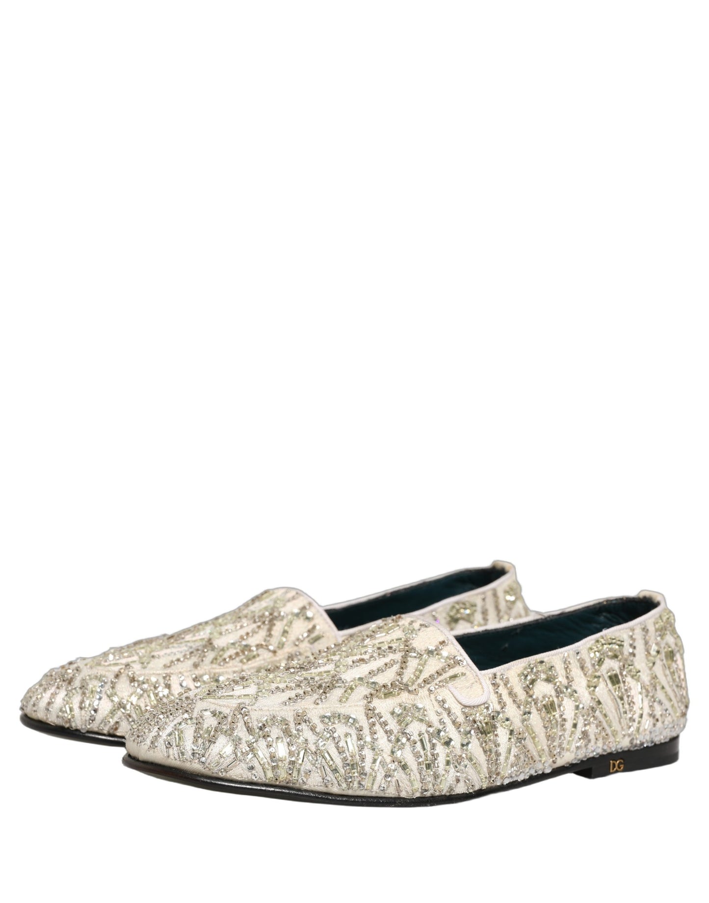 Dolce & Gabbana White Velvet Embroidered Dress Loafers Shoes Curated Luxury Accessories by Orvyn