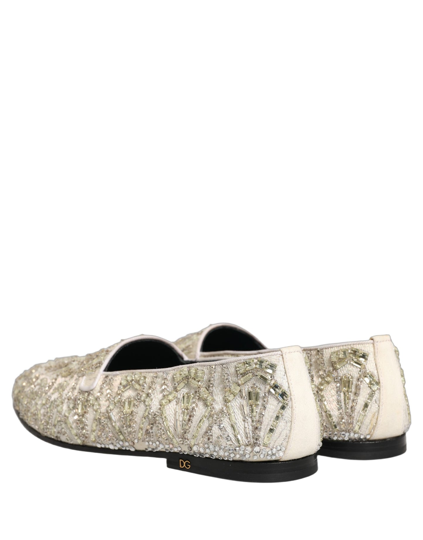 Dolce & Gabbana White Velvet Embroidered Dress Loafers Shoes Curated Luxury Accessories by Orvyn