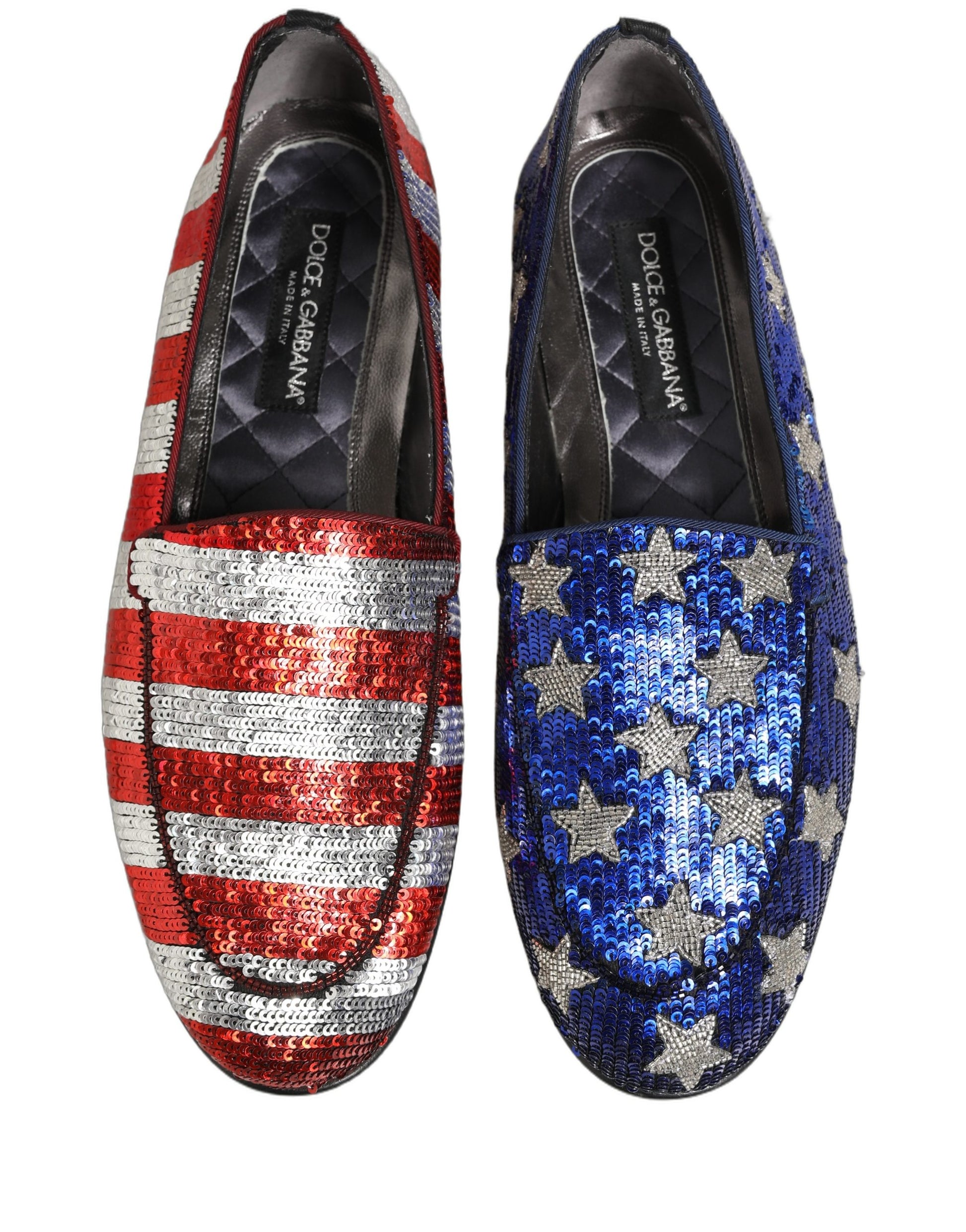Dolce & Gabbana Multicolor Flag Sequin Dress Loafers Shoes Curated Luxury Accessories by Orvyn