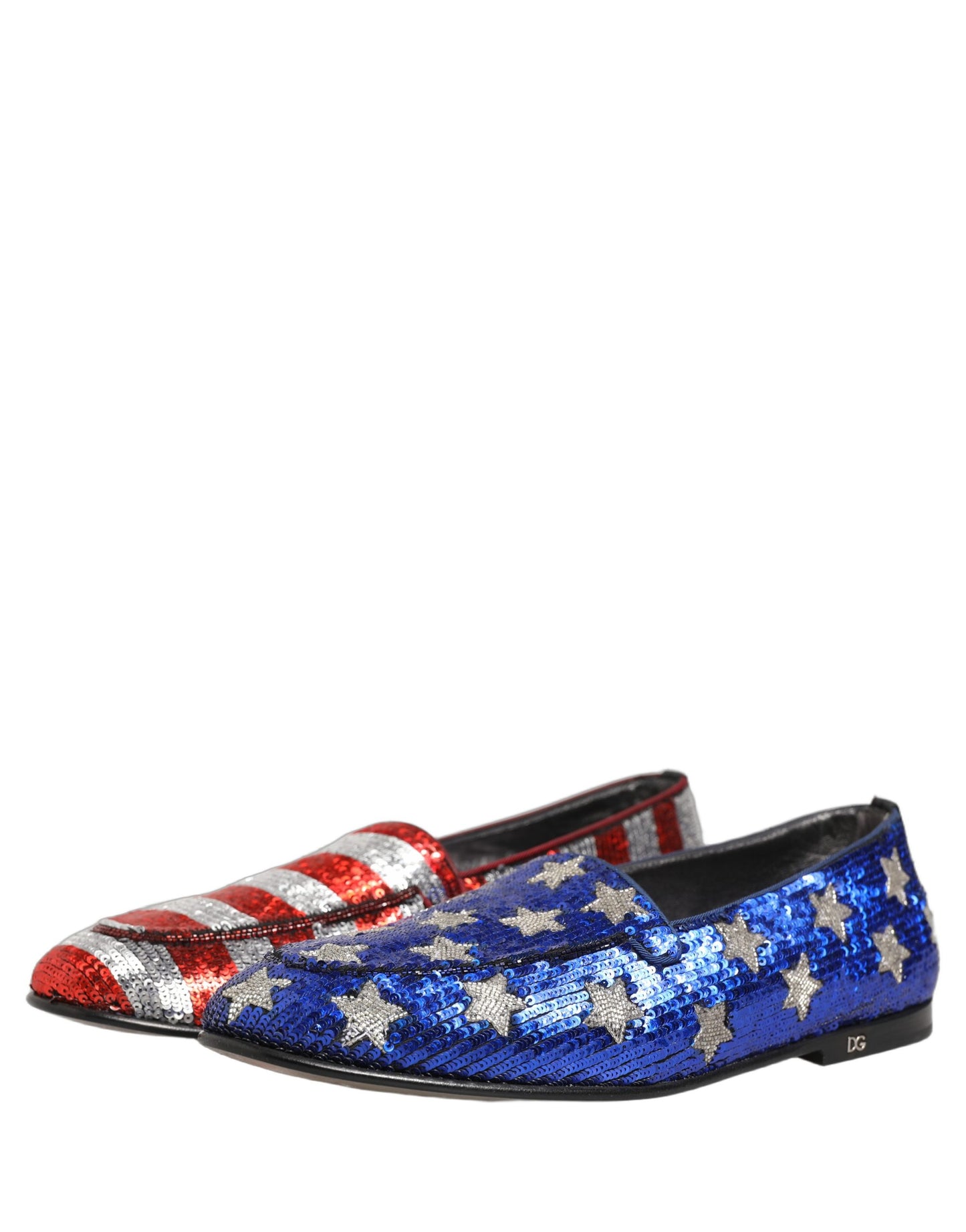 Dolce & Gabbana Multicolor Flag Sequin Dress Loafers Shoes Curated Luxury Accessories by Orvyn